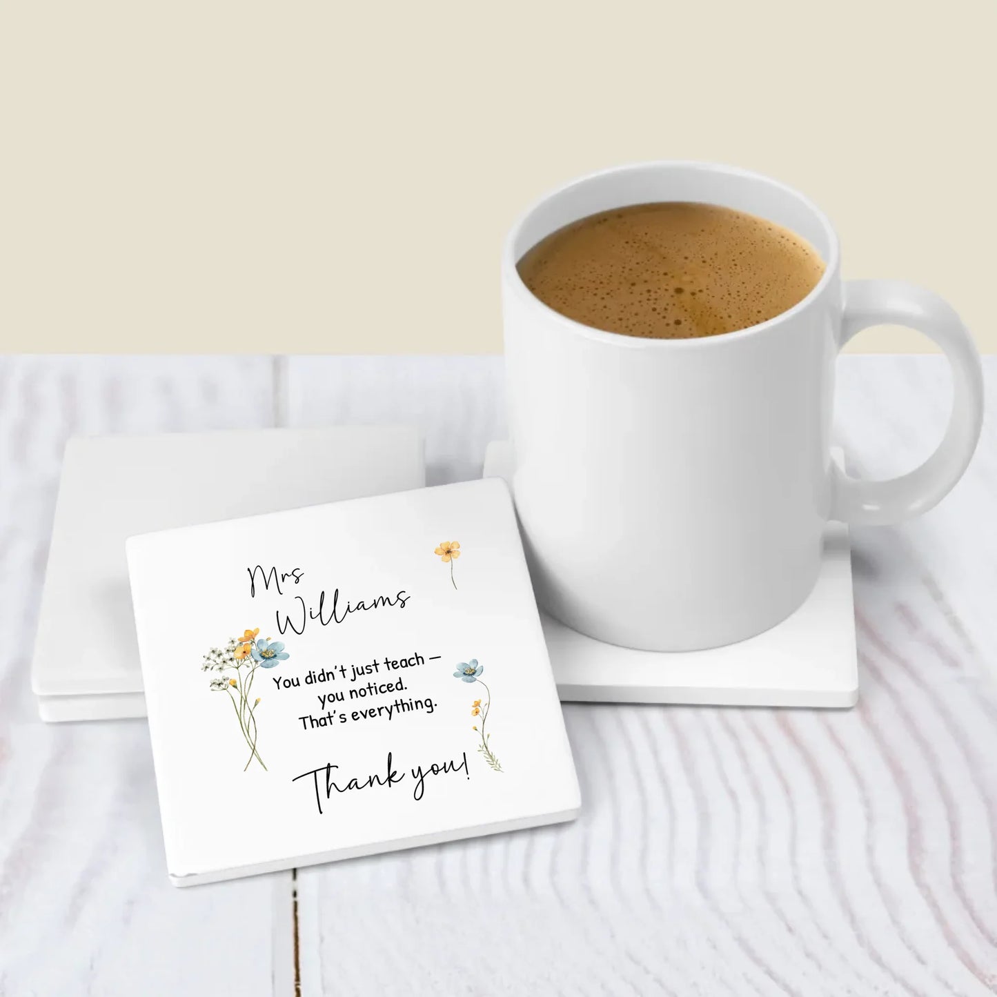 Elegant floral coaster for teacher appreciation gift