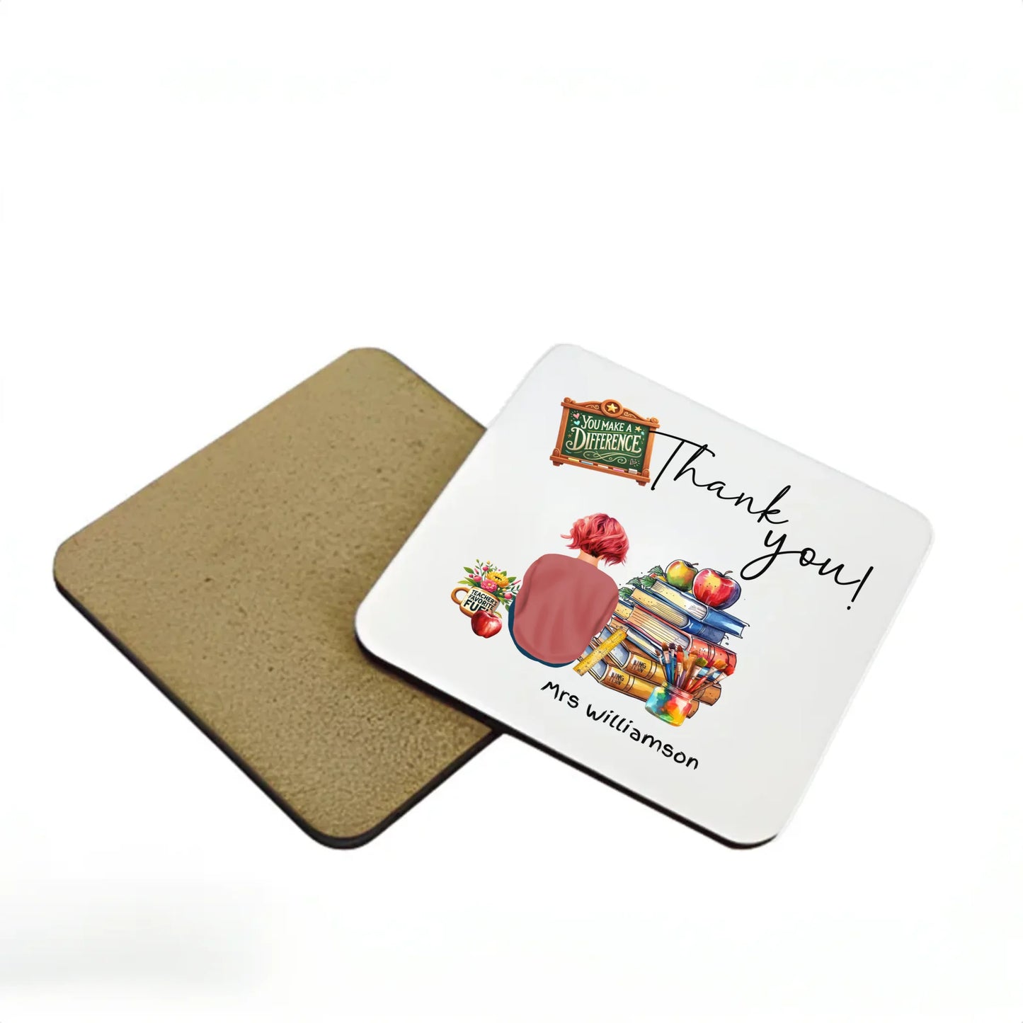 teacher coaster personalised with classroom theme