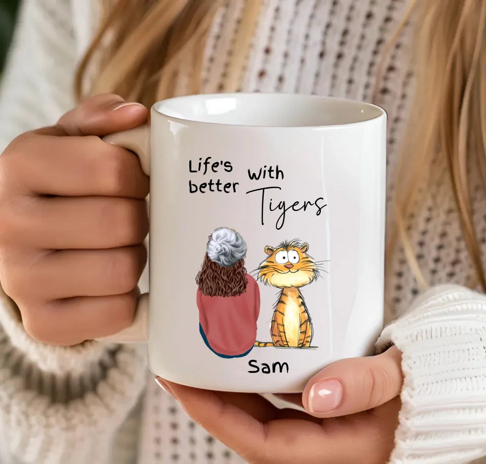 Custom tiger lover mug with name