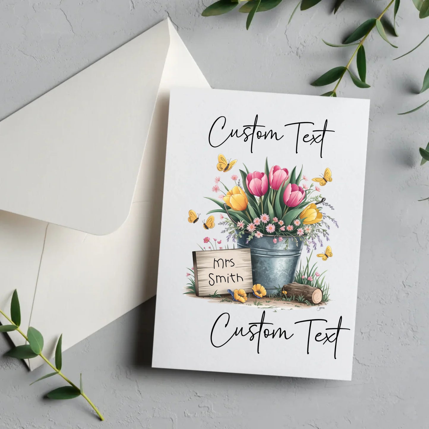 Thank you floral card with name and short message