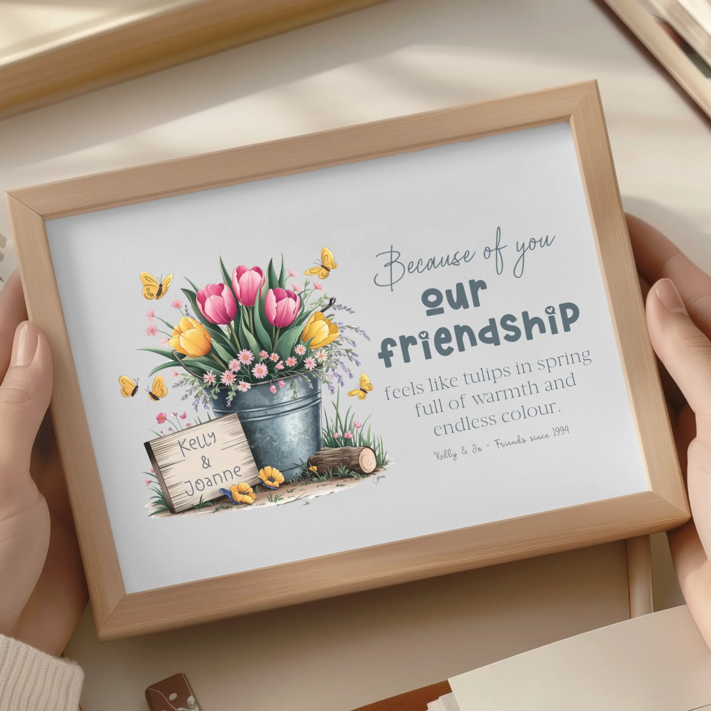Personalised tulip tin bucket print UK
