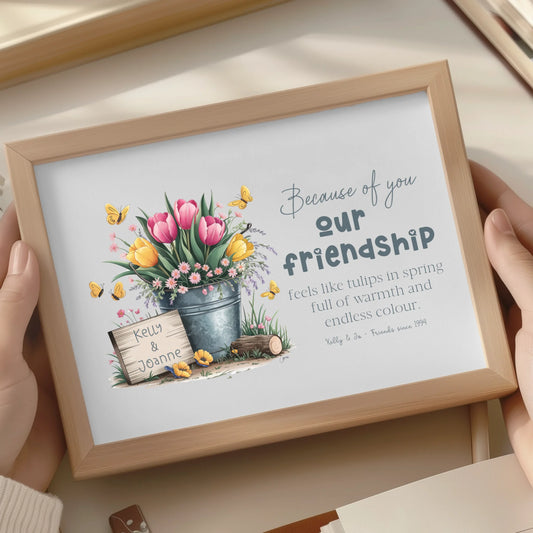 Personalised tulip tin bucket print UK