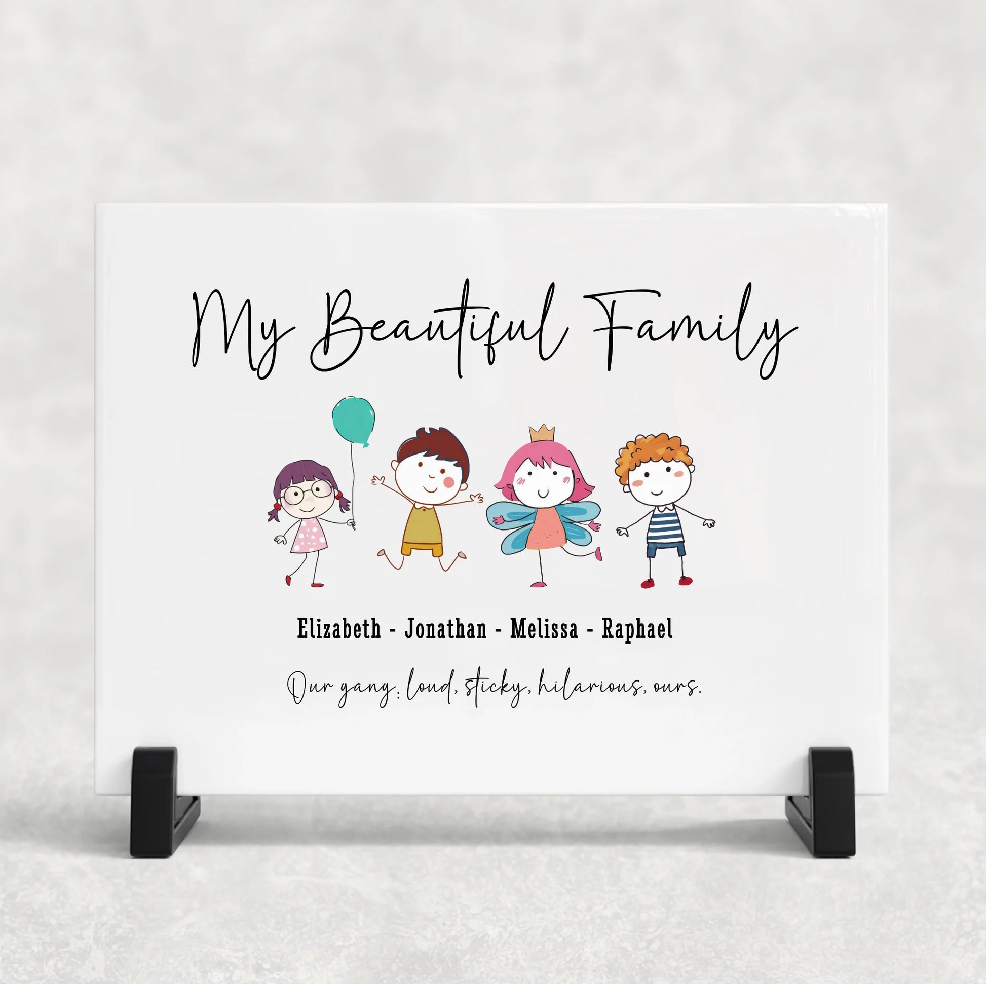 Family artwork ideas with quirky stick portraits