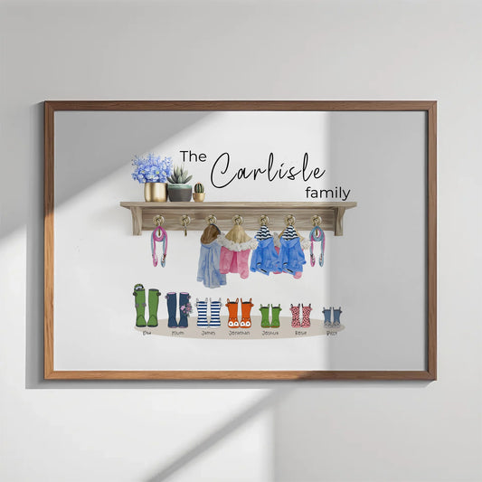 Personalised wellington boots family print with names