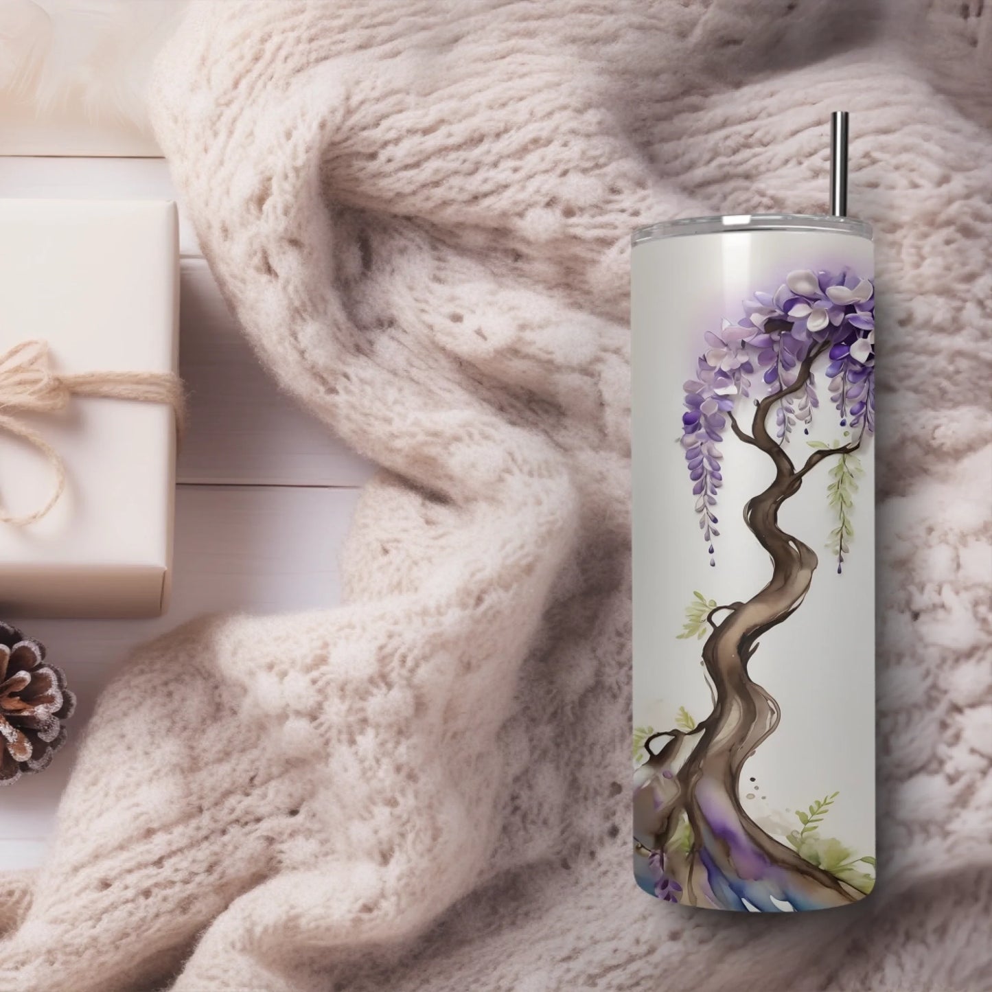 wisteria personalised floral tumbler
