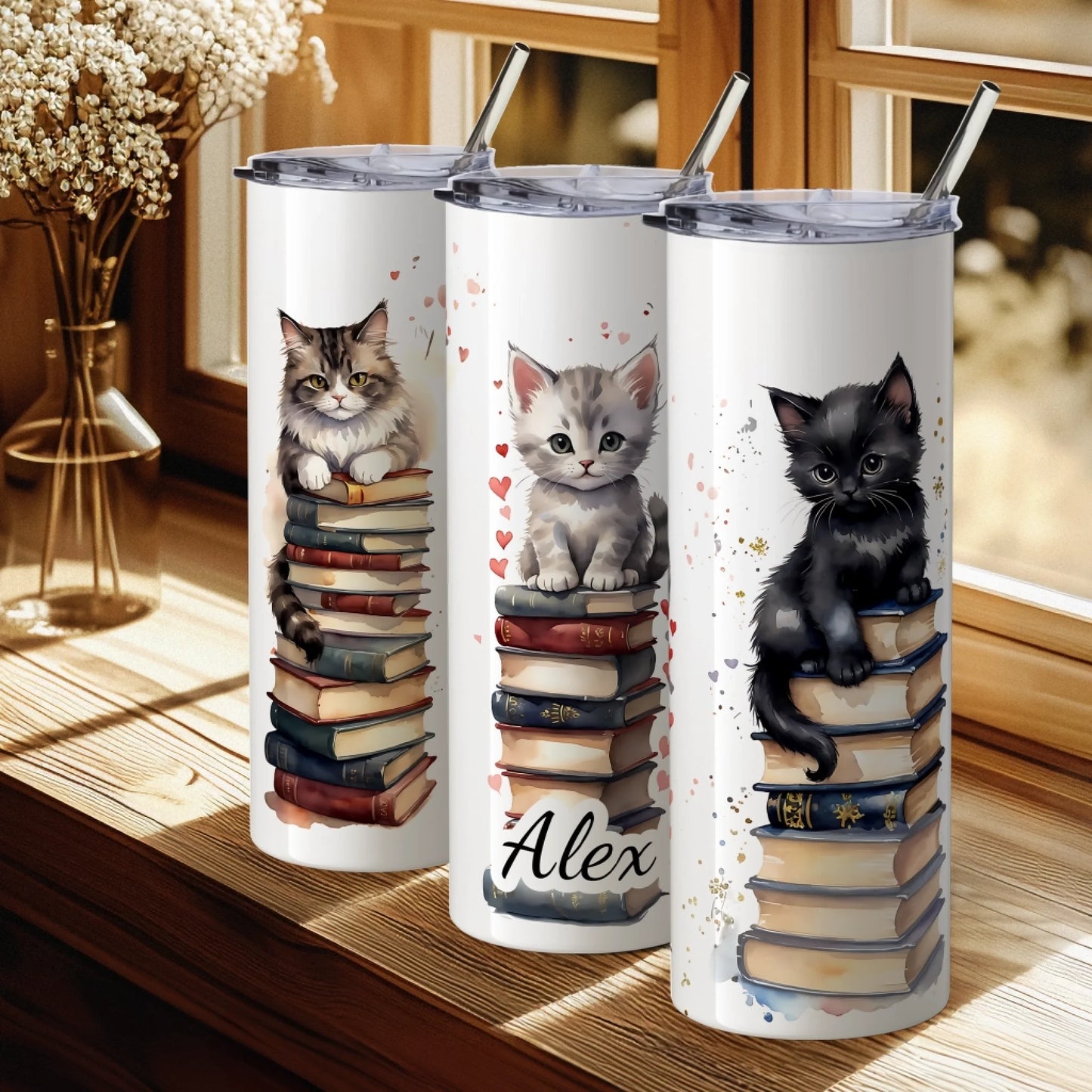 custom name cat travel mug