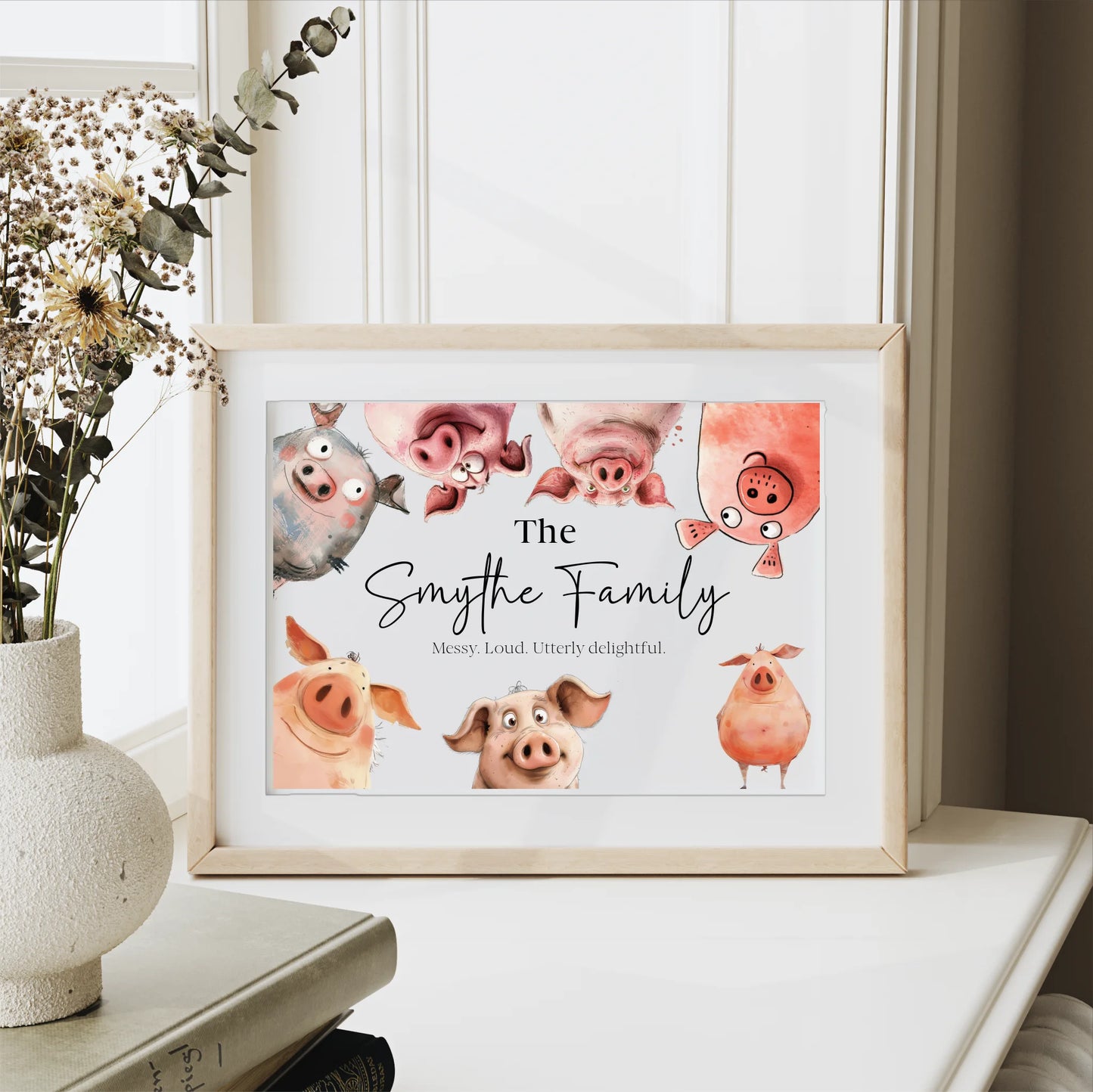 personalised pig print A3 A4