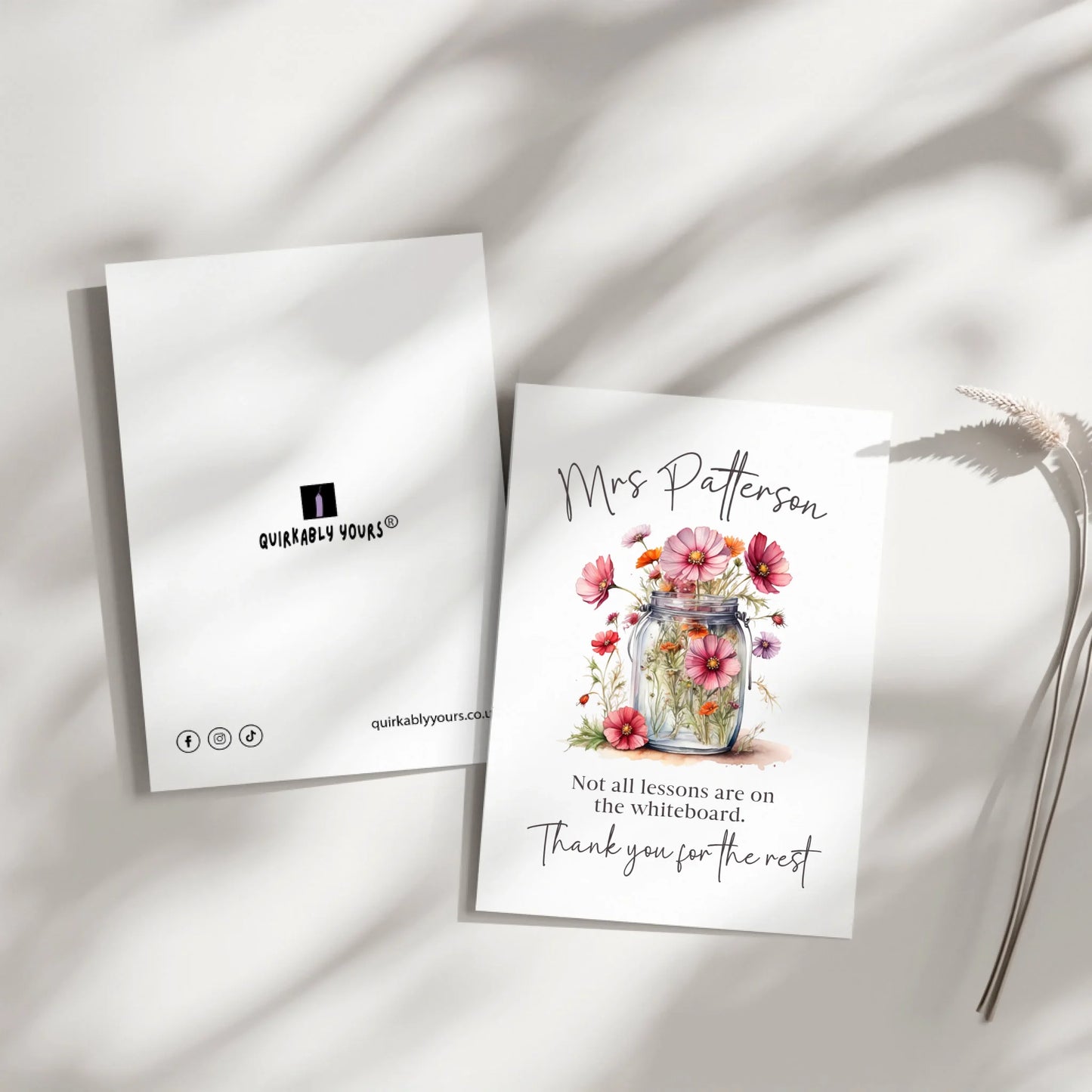 personalised floral teacher card