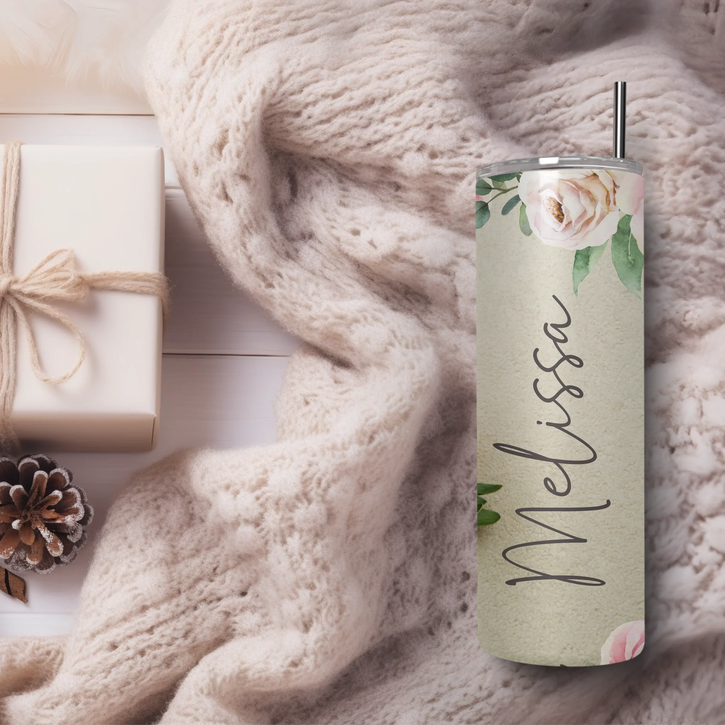 Personalised hot and cold floral cup