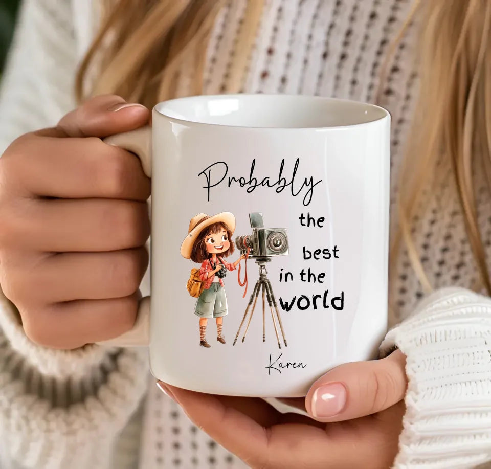 female photographer personalised mug