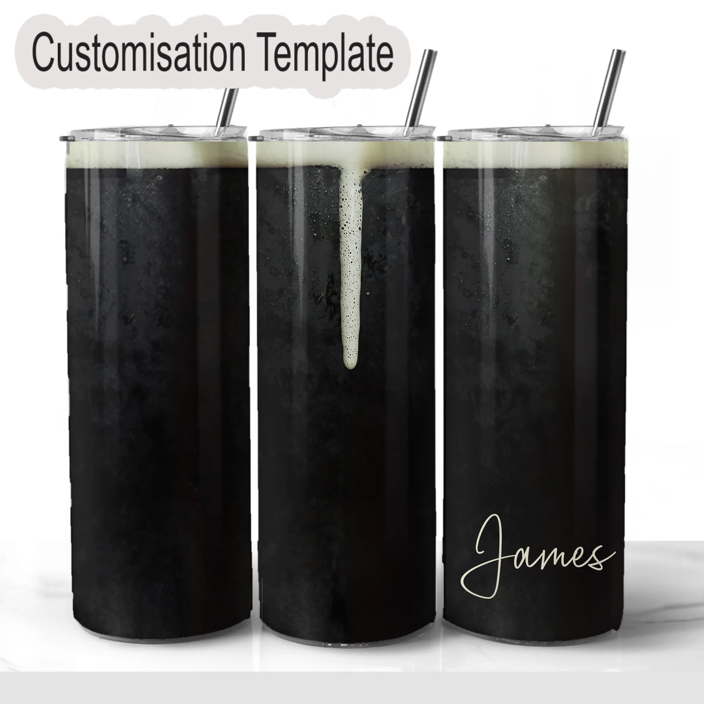 Design mockup Humorous travel cup with stout design
