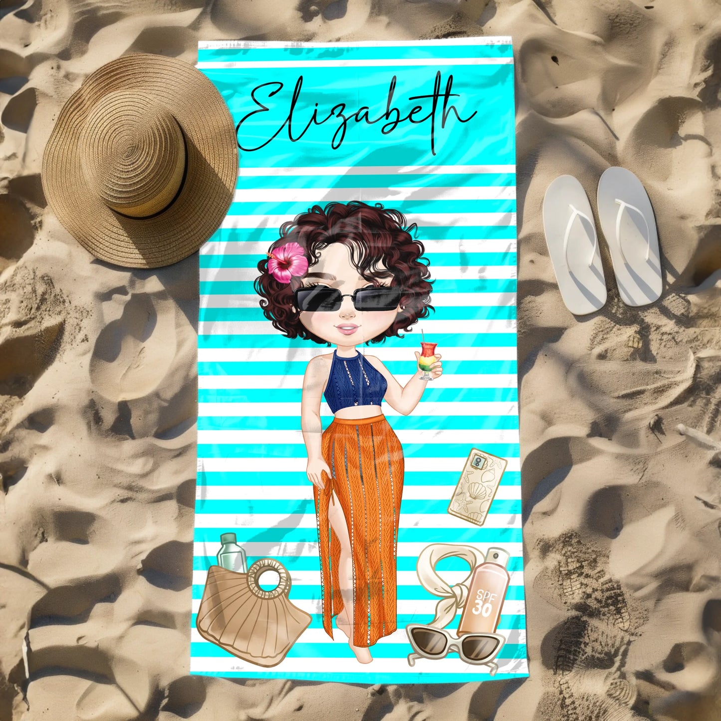 Quirky personalised beach towel UK