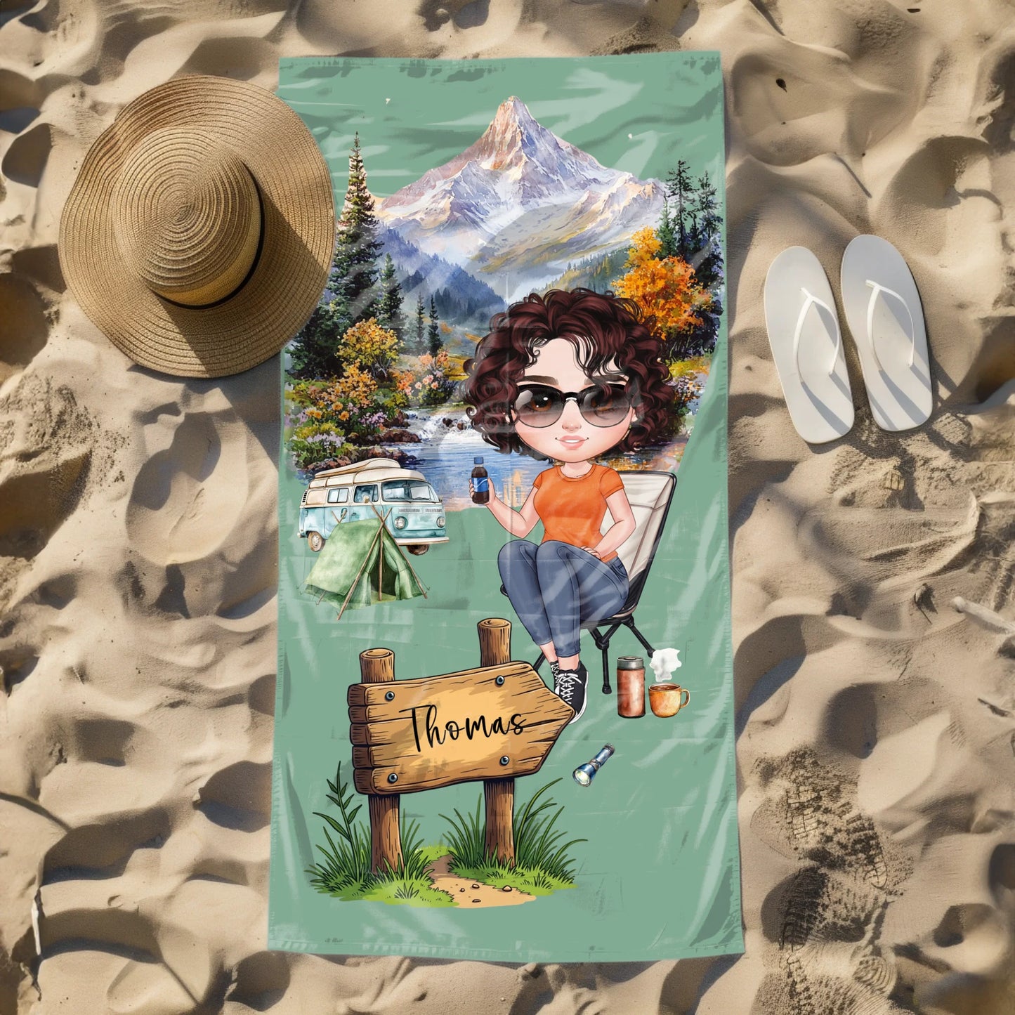 Character towel for outdoorsy gifts