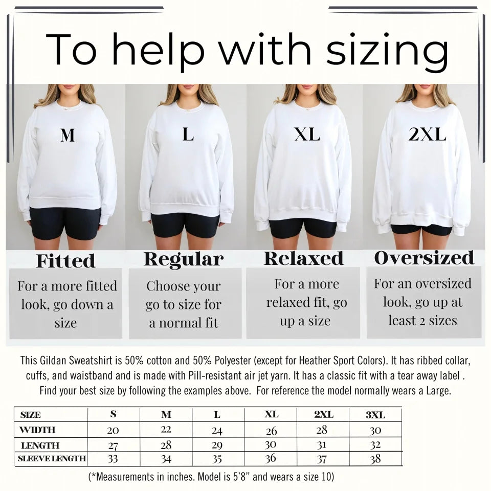 Cosy Crazy Cat Lady sweatshirt UK sizing