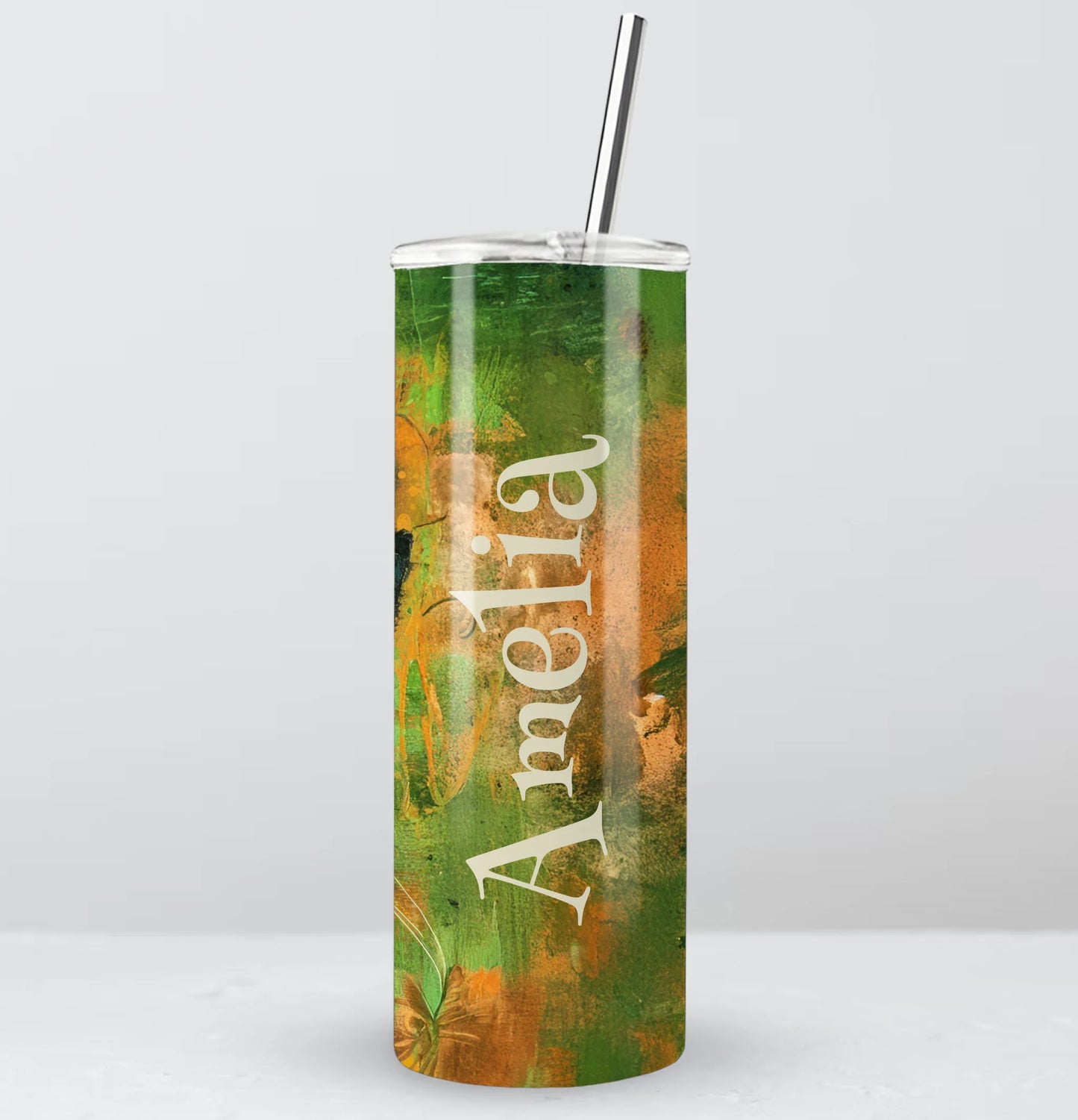 good luck tumbler green and orange