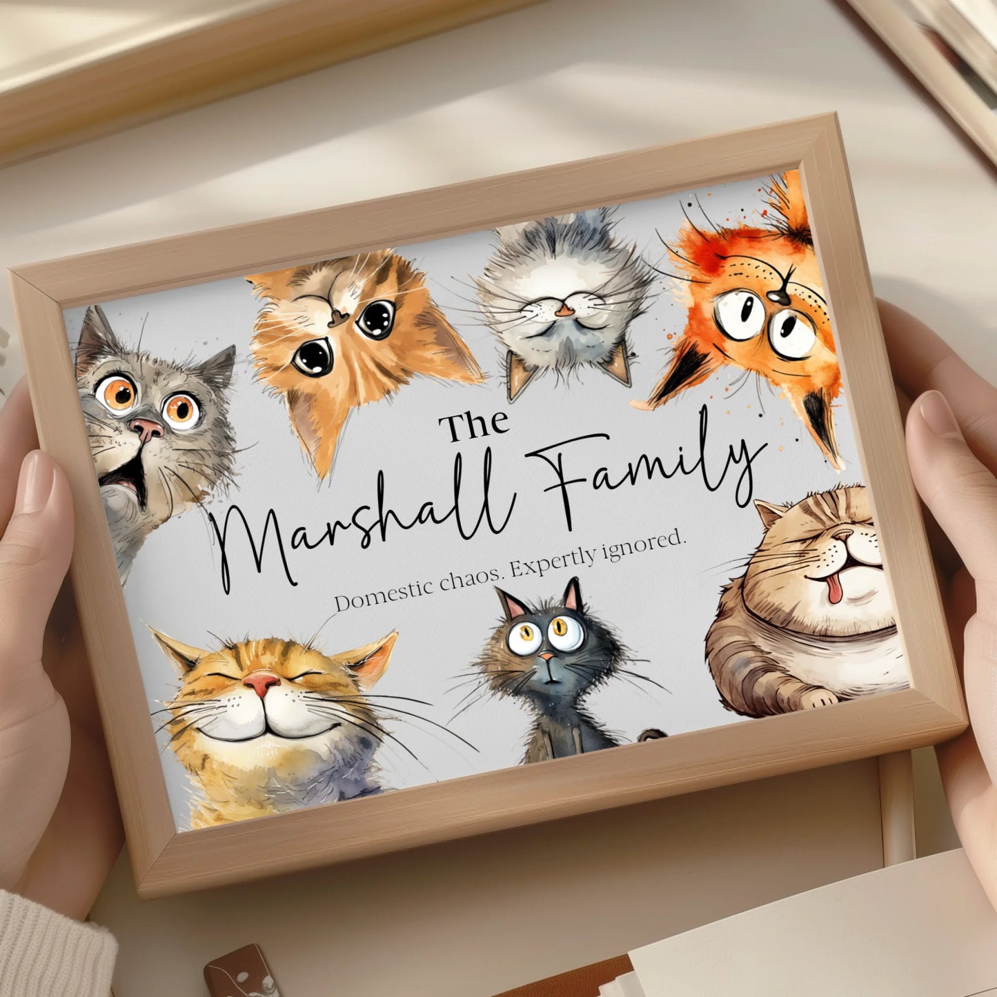 Quirky family cat print