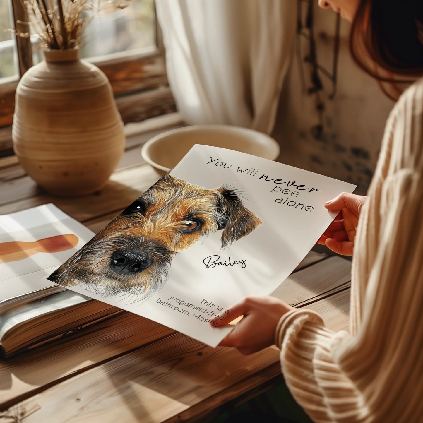 dog art wall quirky bathroom print