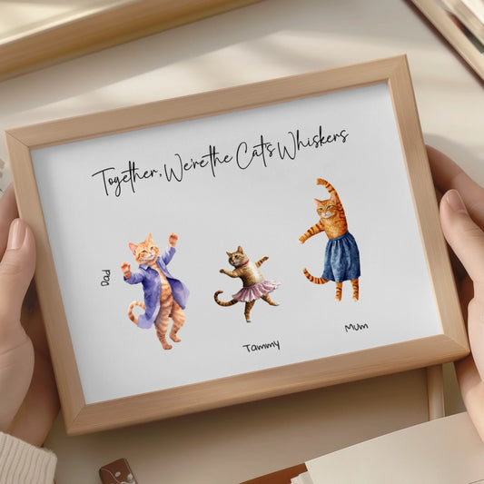 Our family prints with cute cat illustrations and names