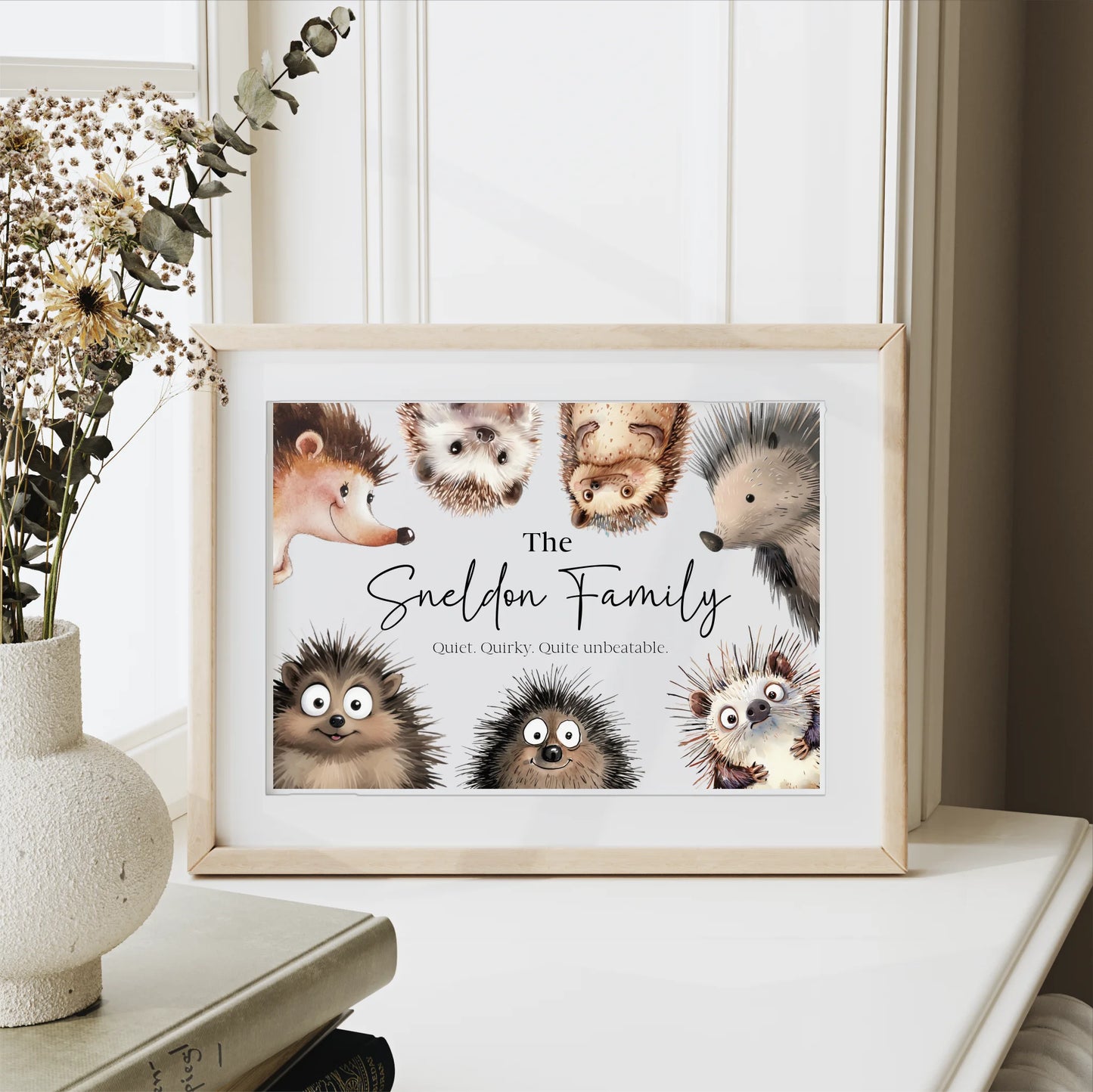 Custom Quote Family Hedgehog Art