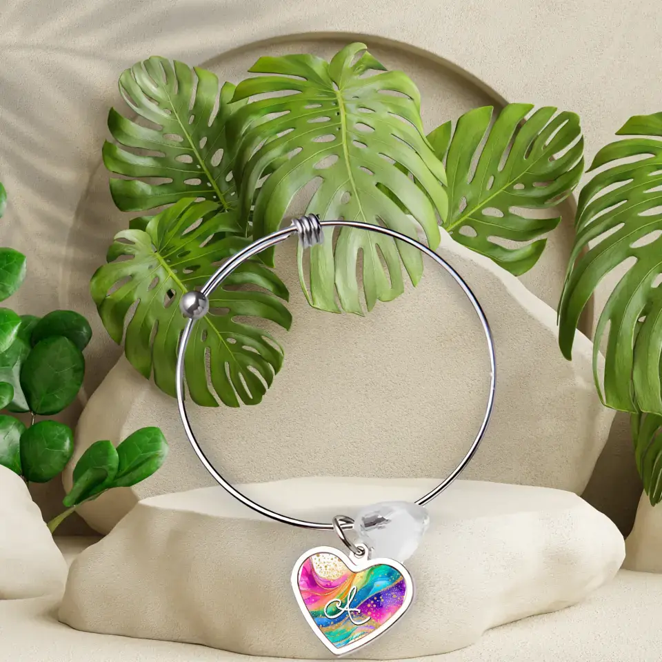 Quirkably Yours Initial Bracelet with Multicoloured Swirls