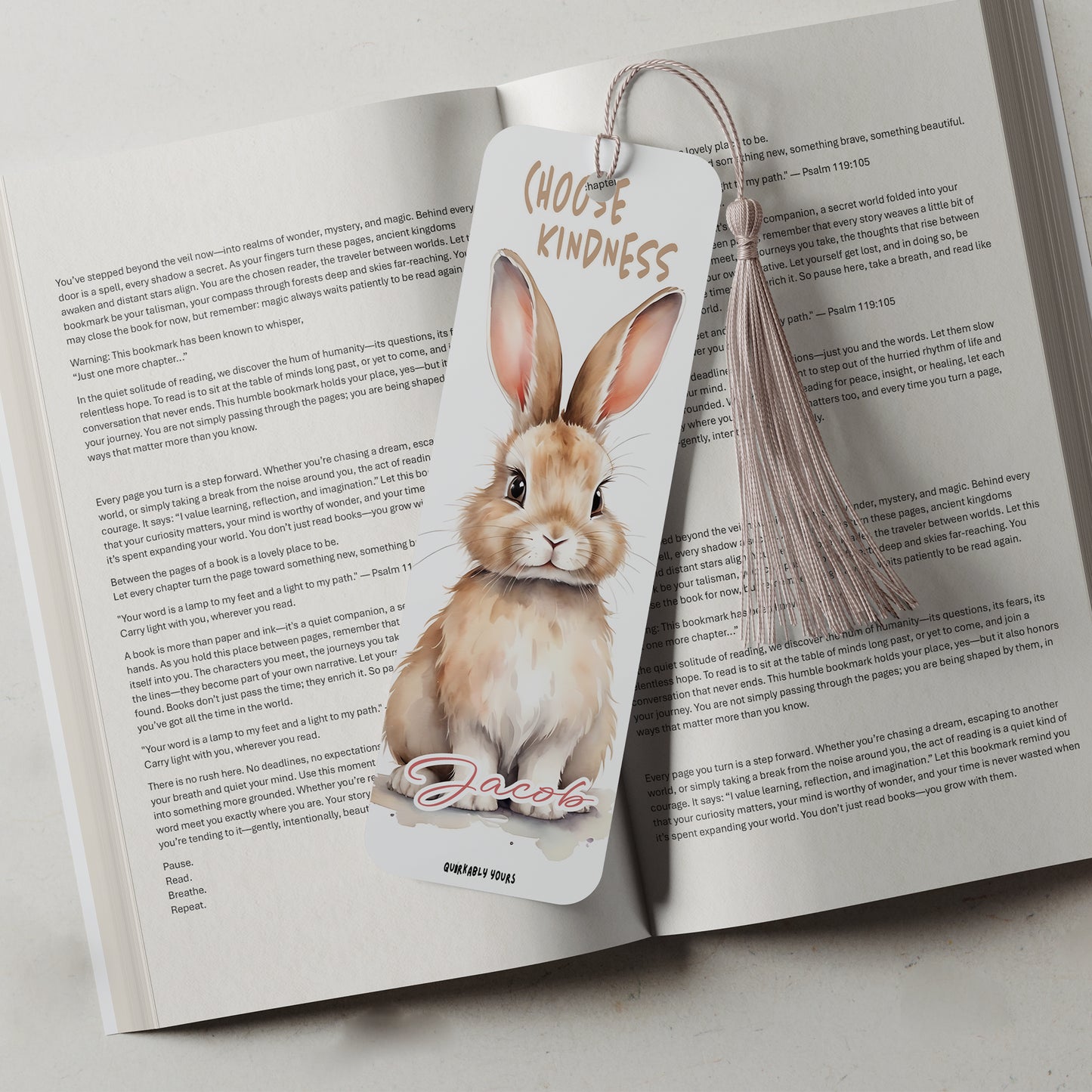 cute rabbit bookmark personalised gift for readers