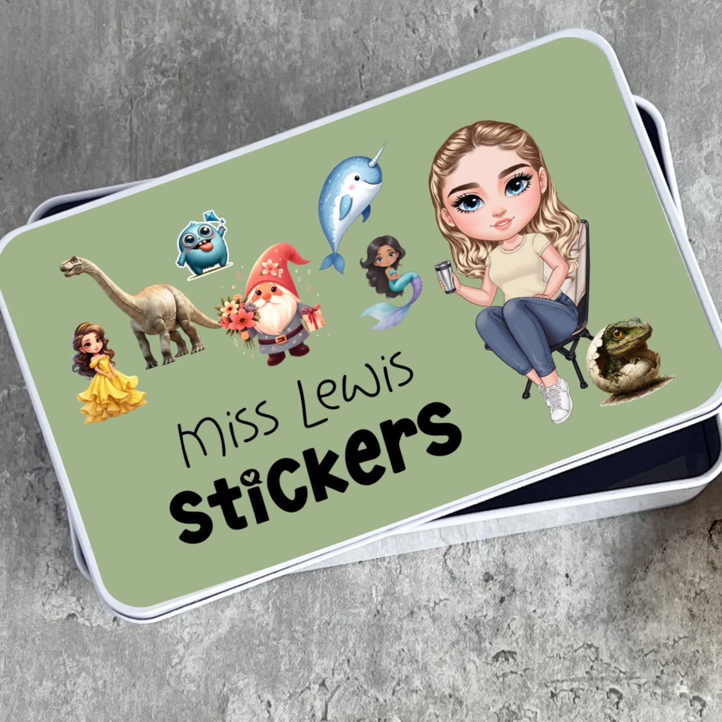 metal tin for stickers