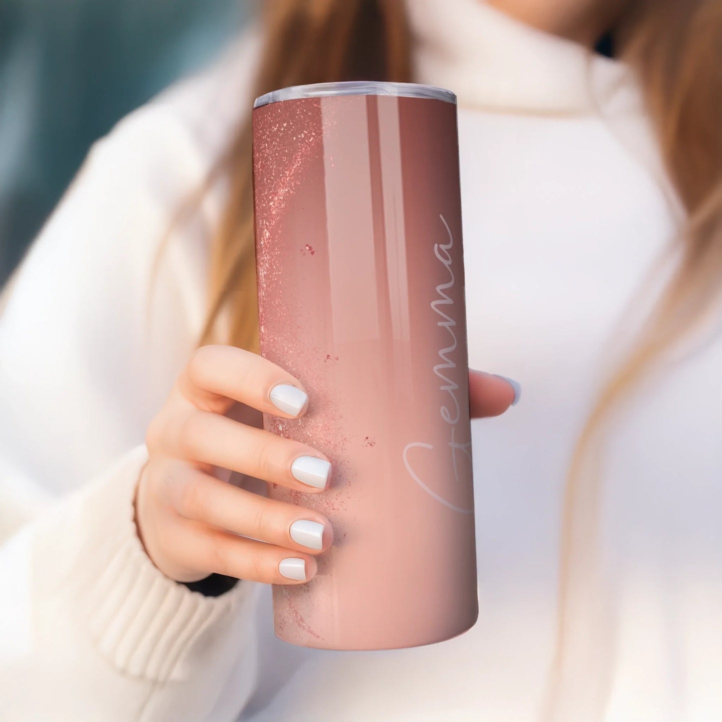 rose gold personalised travel mug