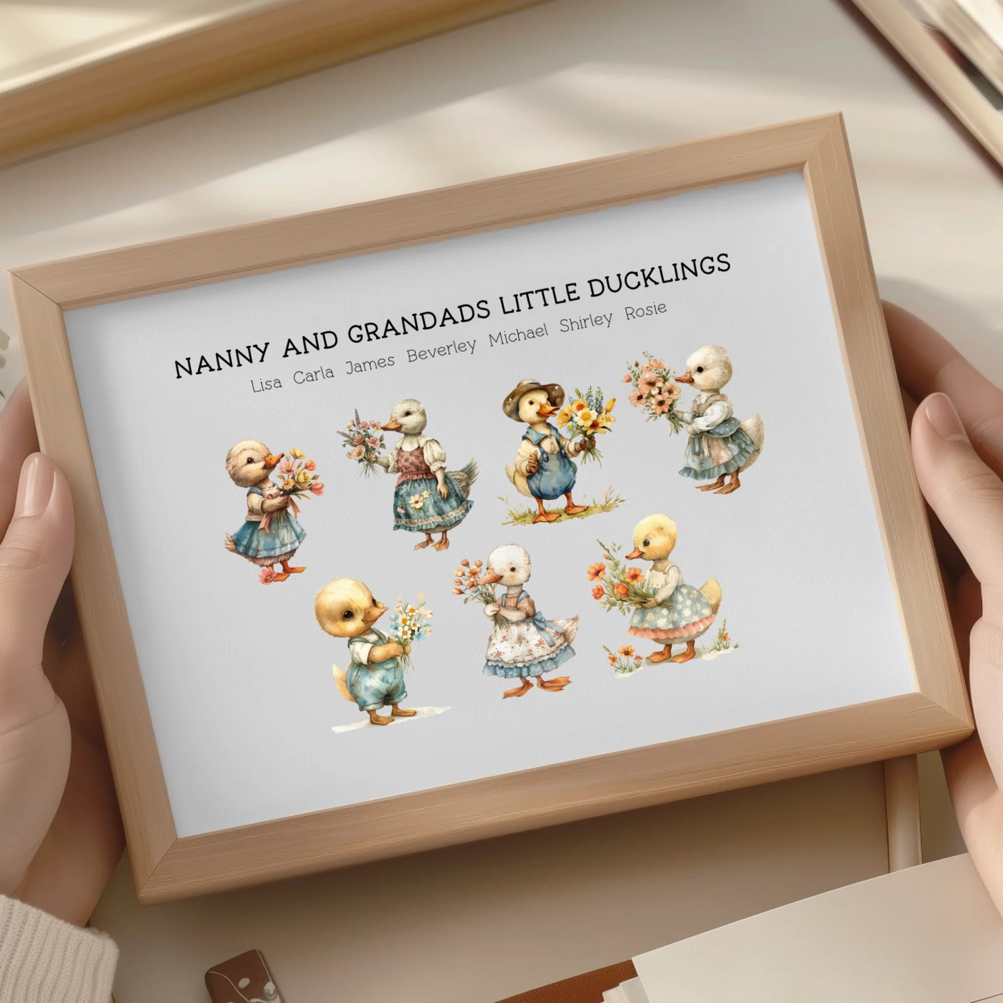 Custom watercolour duck family art gift