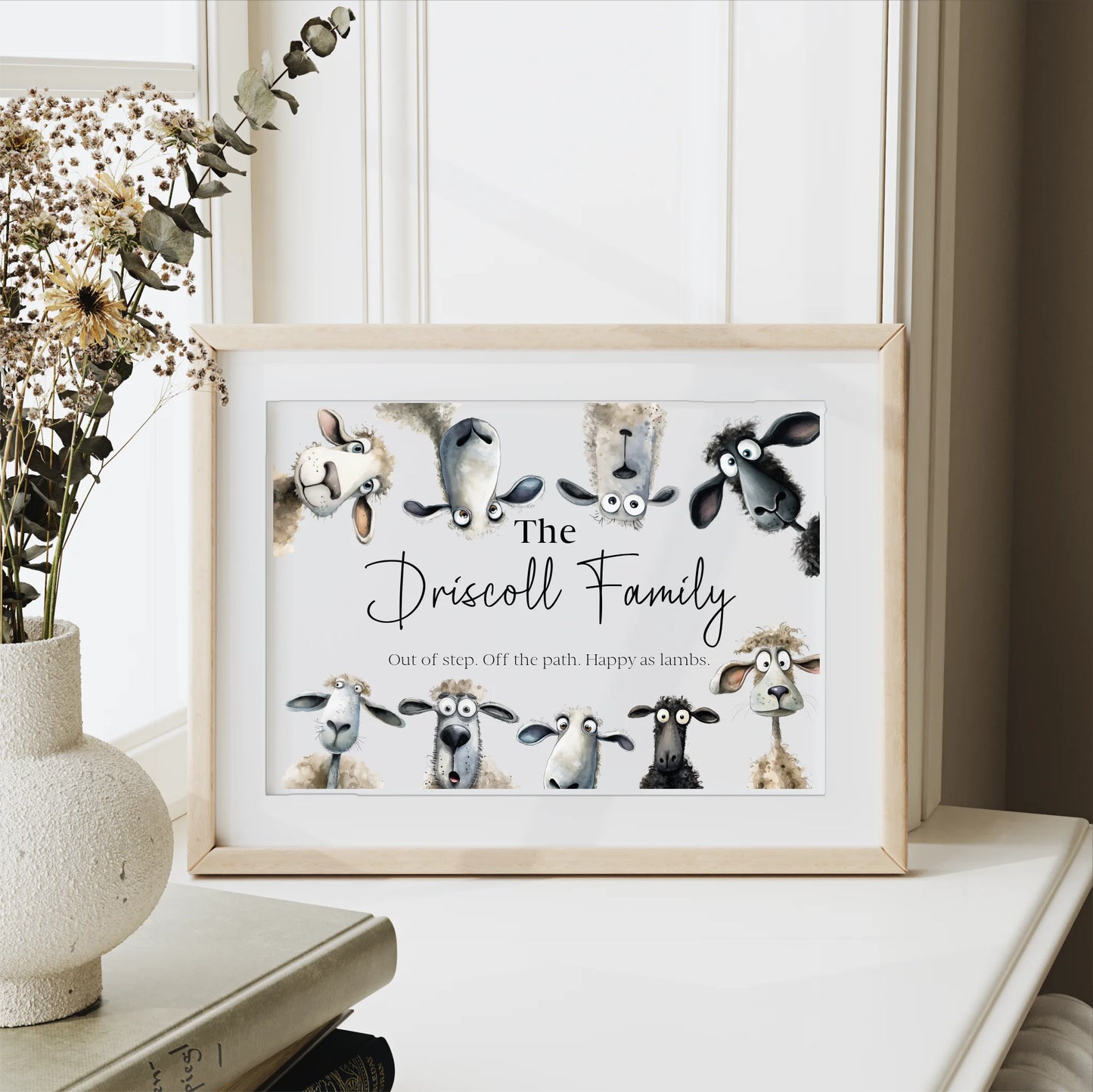 White archival paper sheep print with dry humour