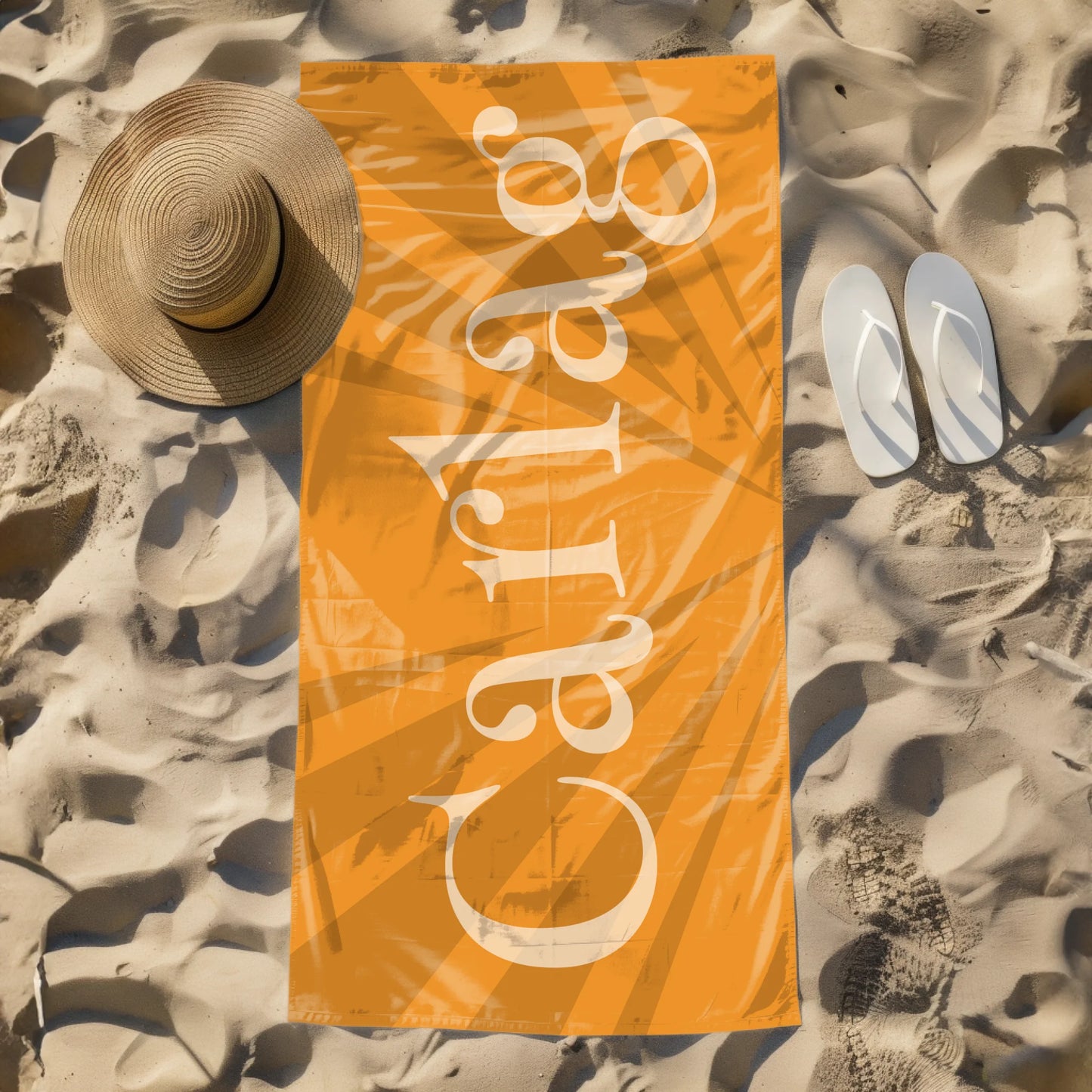 Bright name towel for beach or travel