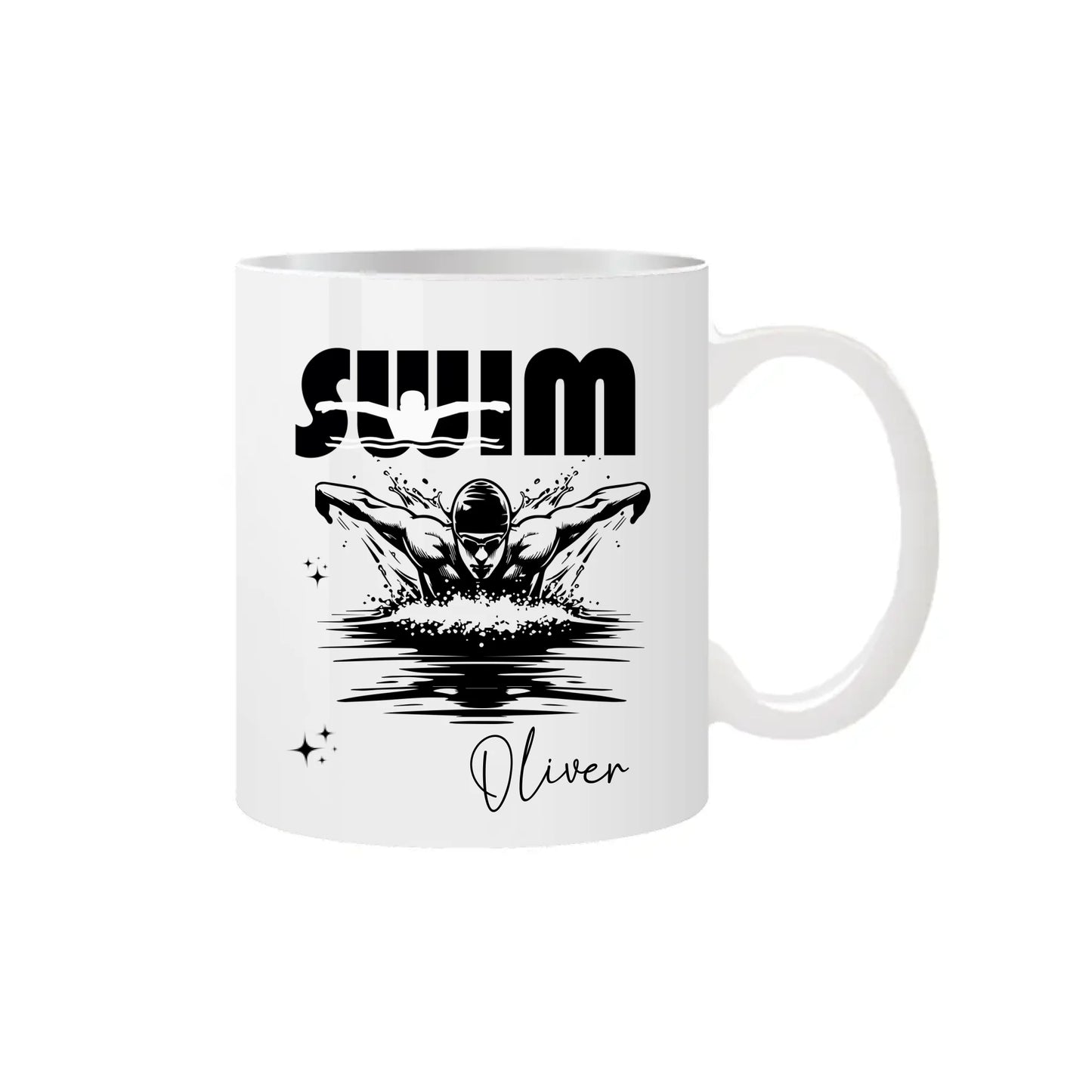 Gift for swimmers – custom name swimming mug