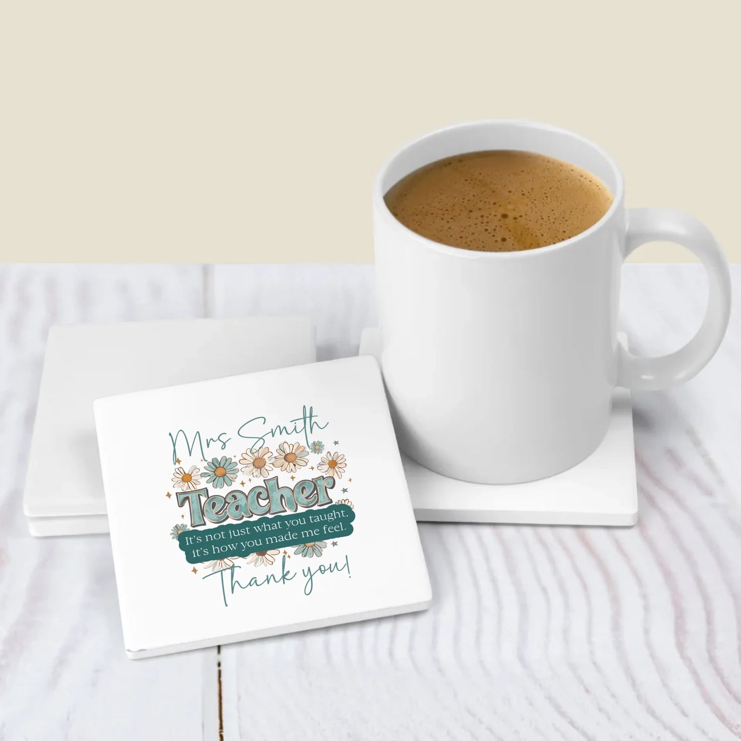 Teacher appreciation pastel coaster with quote