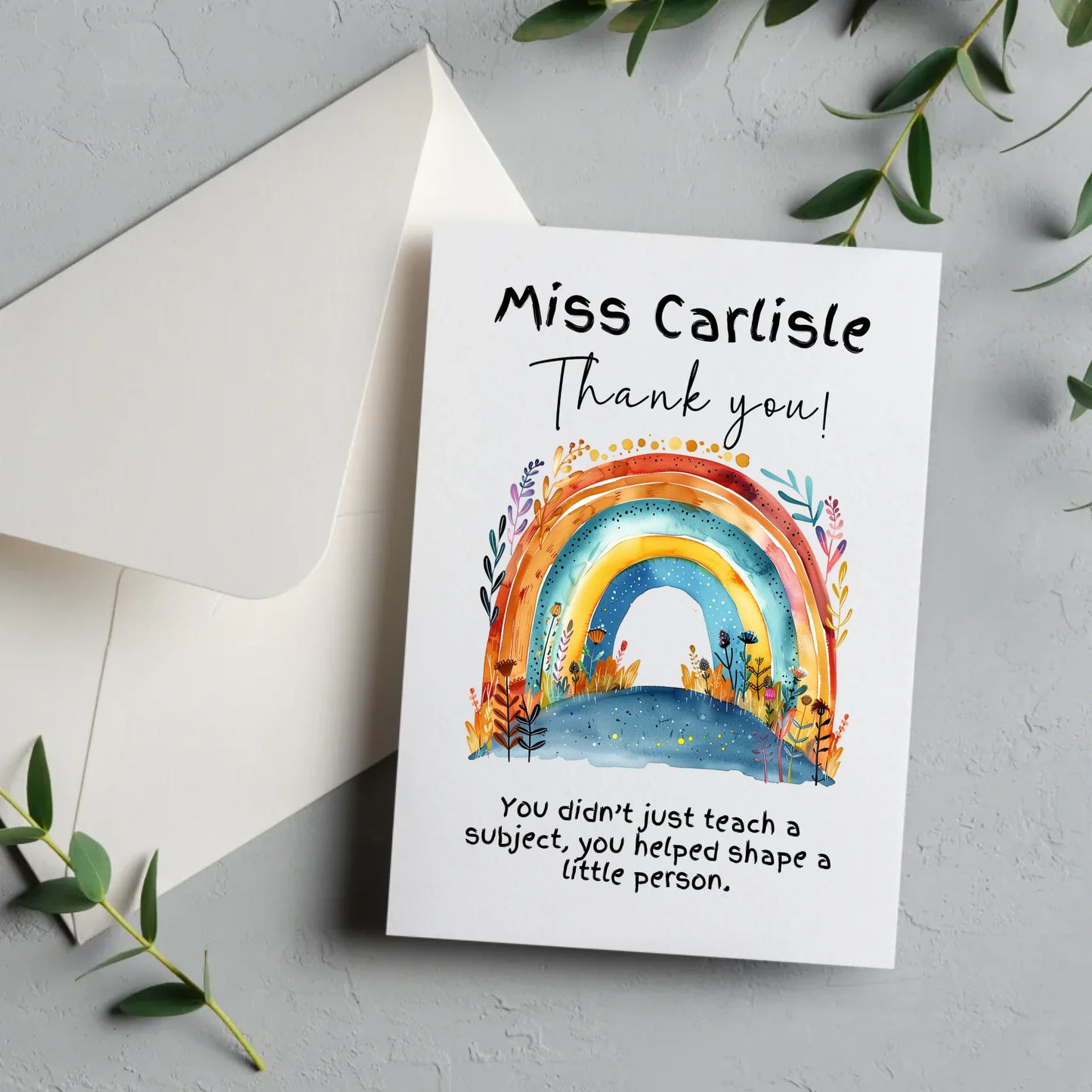 Personalised boho teacher card gift