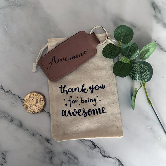 Motivational pouch with 'Awesome' tag teacher thank you gift set