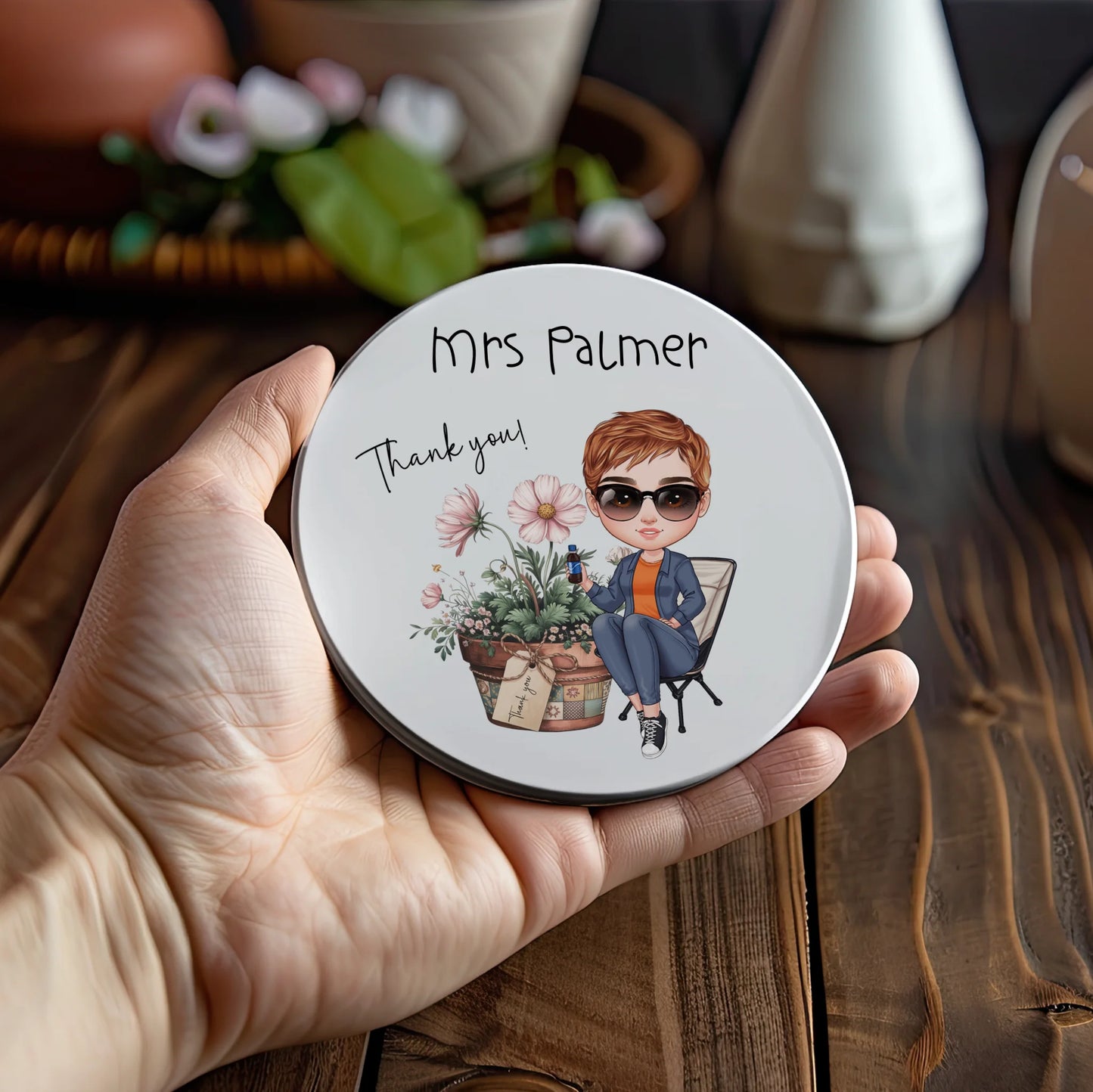 Cartoon thank you coaster