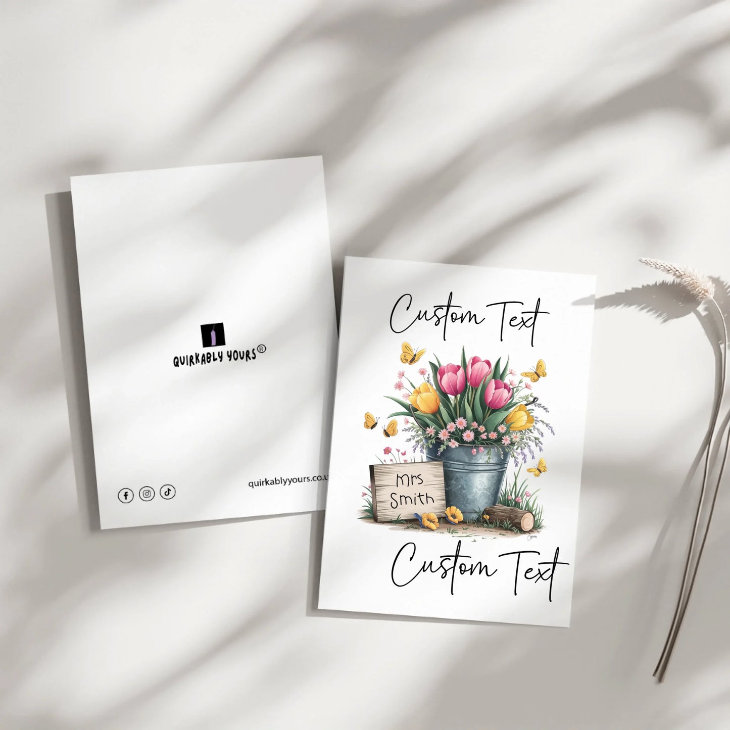 Custom goodbye card with flowers and butterflies