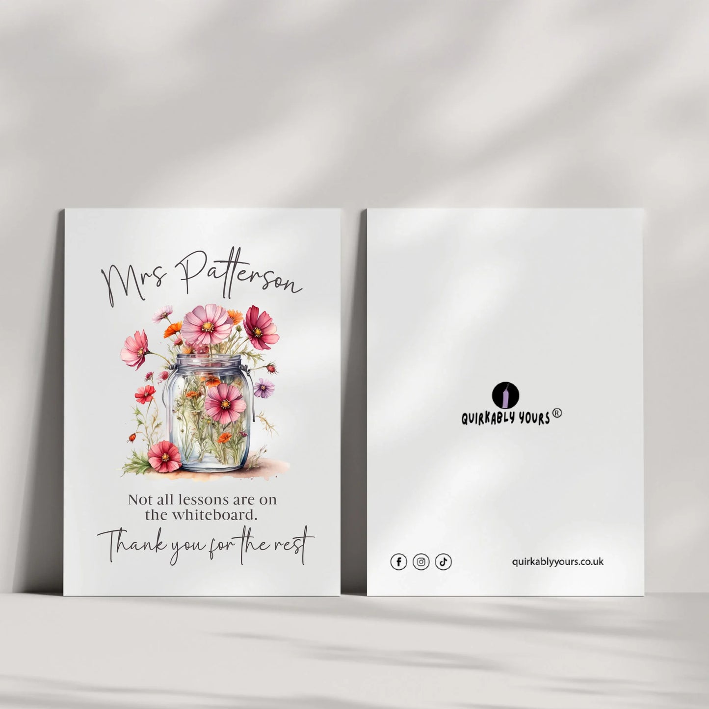 elegant deep pink flowers teacher card