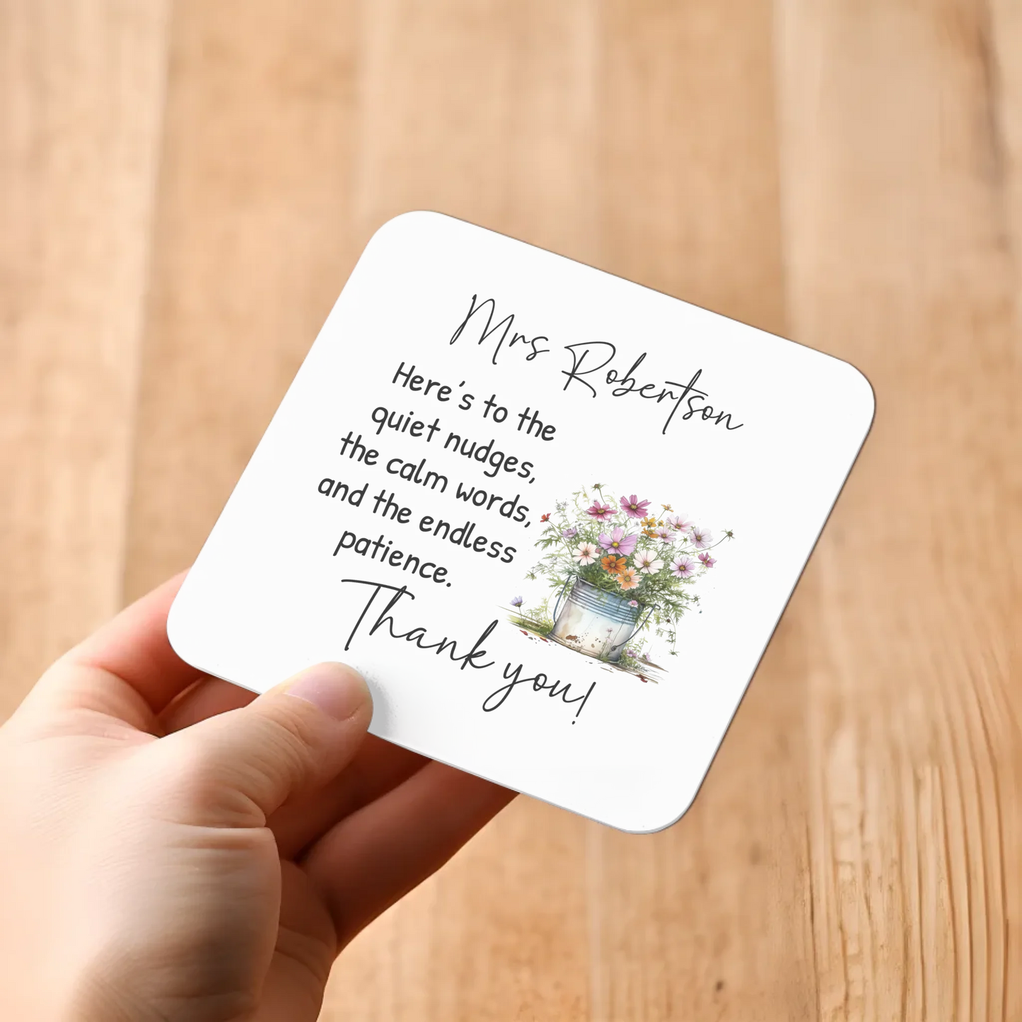 Floral teacher gift coaster UK