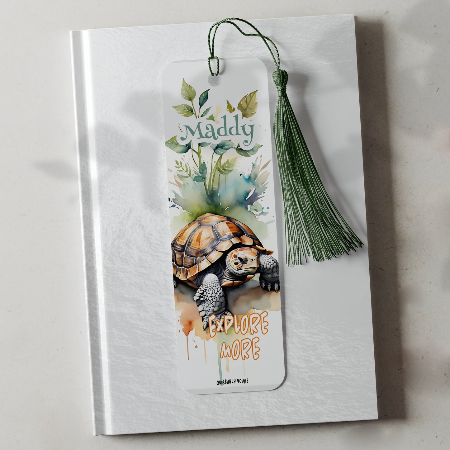 Explore More tortoise aluminium bookmark with tassel