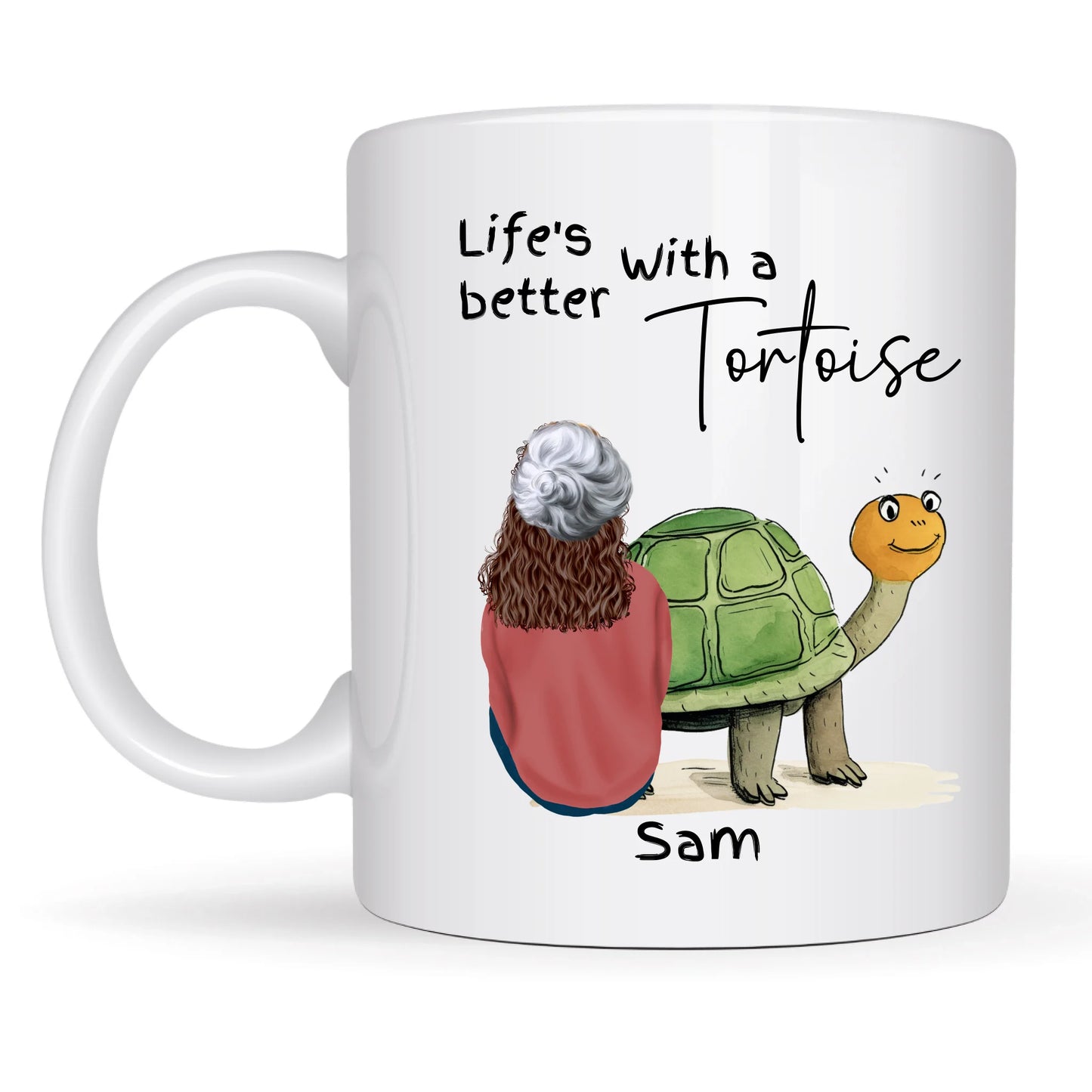 Quirky slow-and-steady tortoise lover mug