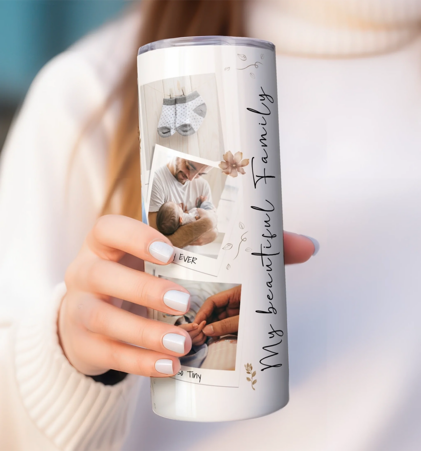 Collage travel cup with 9 photos personalised for gift