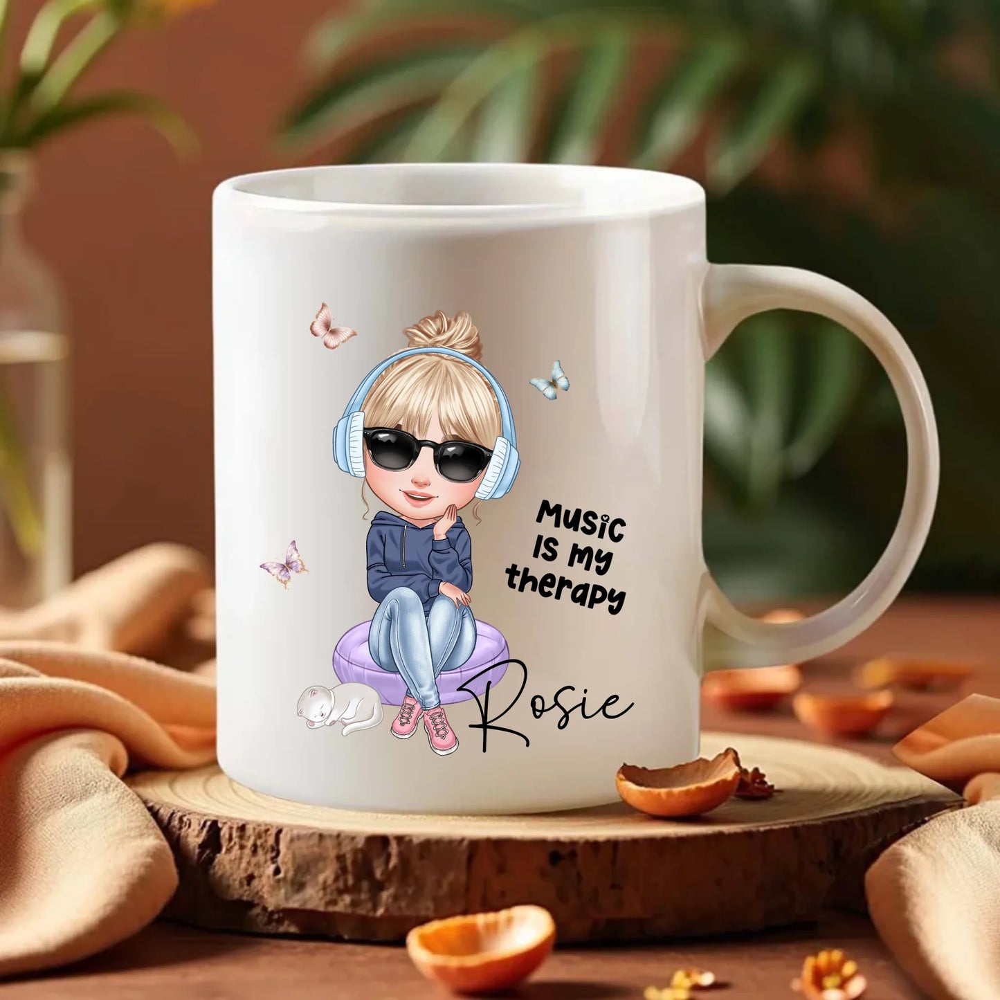 cartoon girl music mug UK