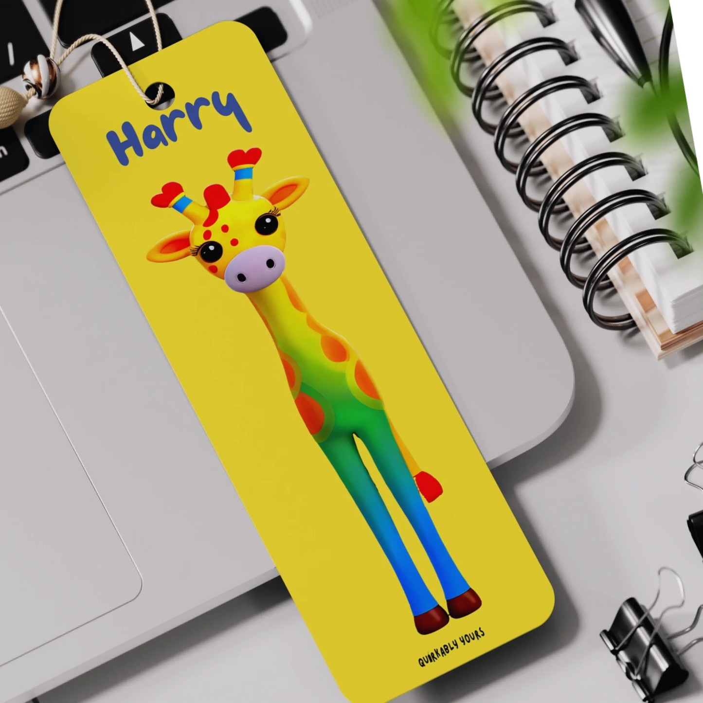Bright giraffe bookmark with tassel for children
