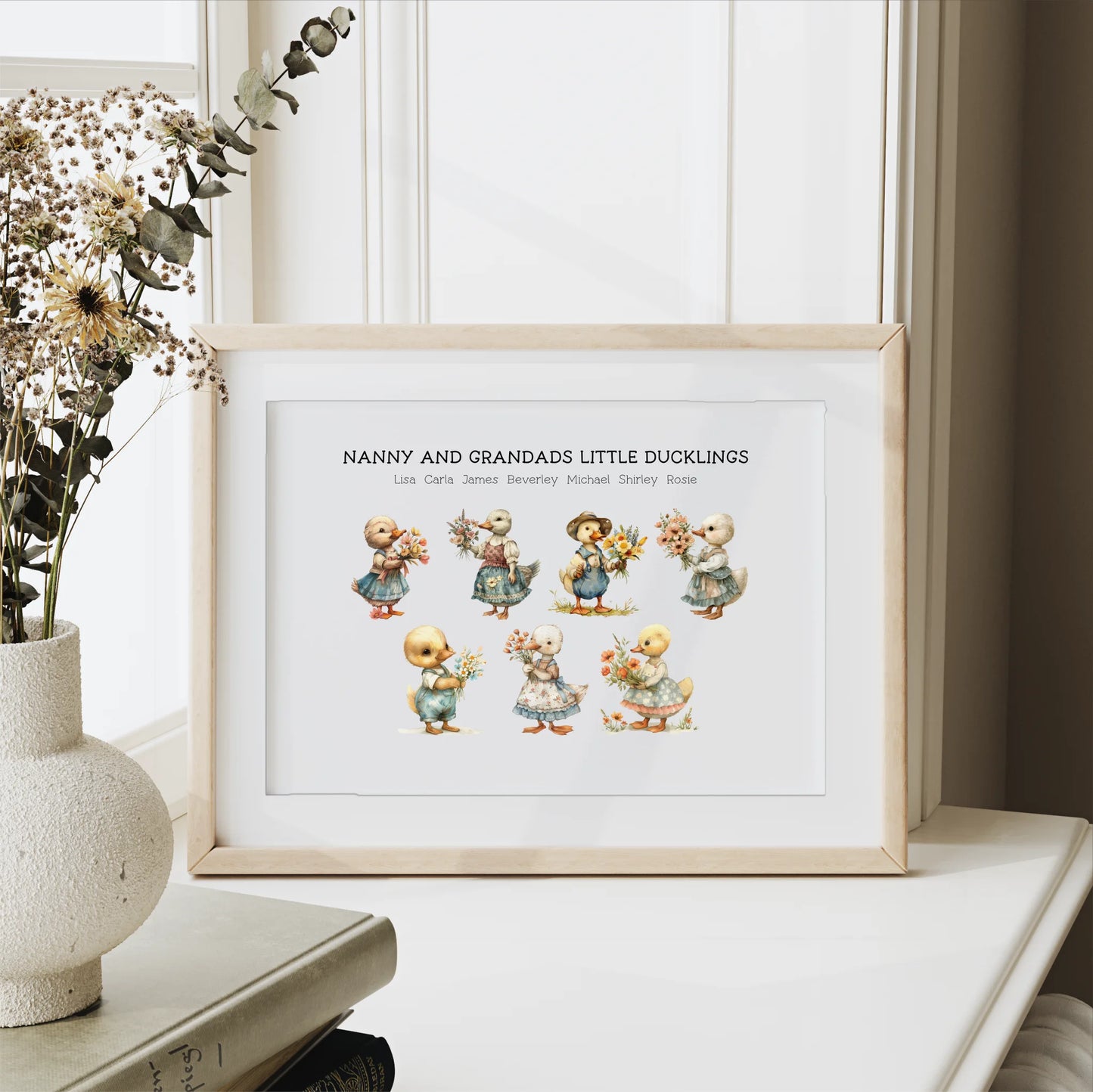 Ducklings personalised family illustration for home decor