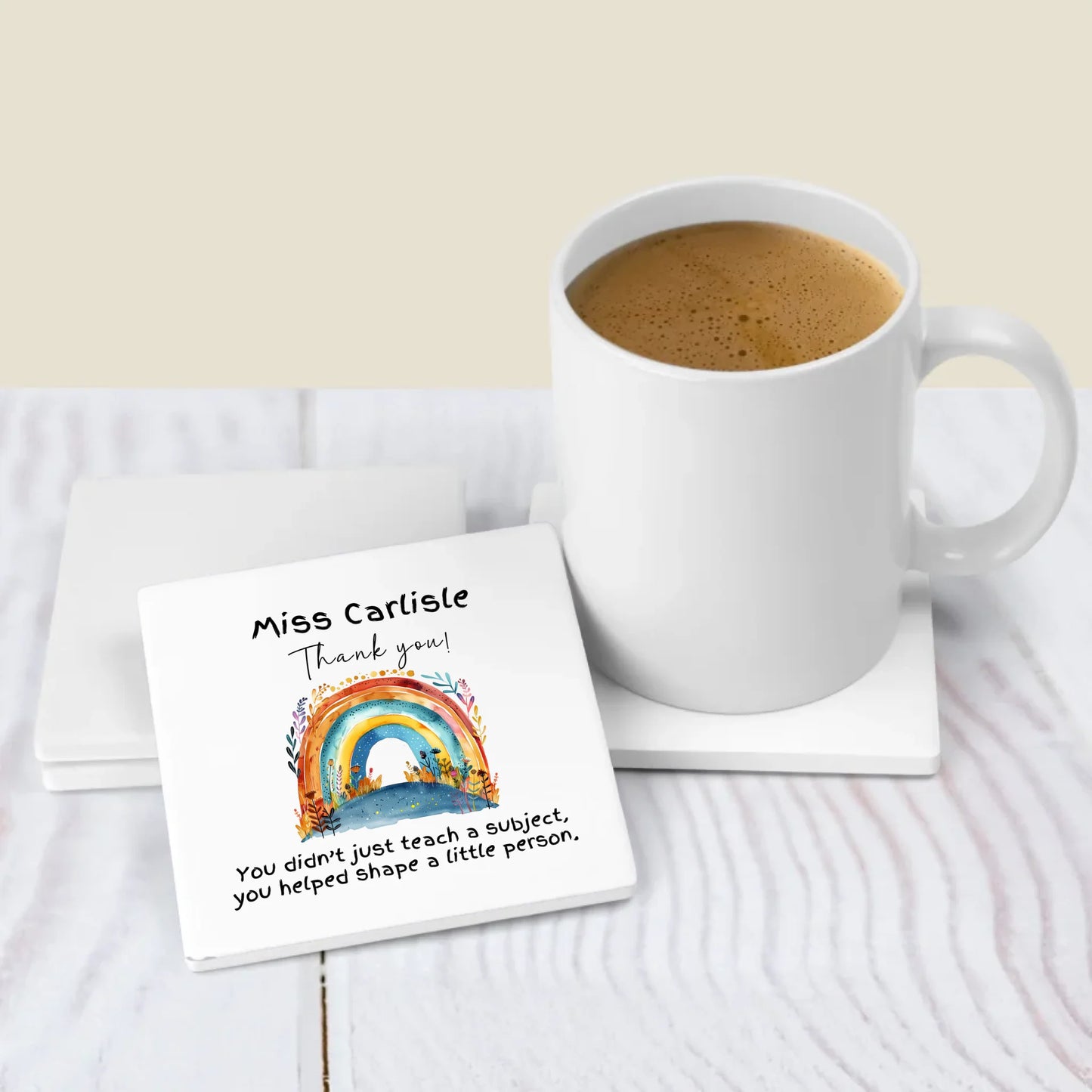 Colourful teacher keepsake drink mat