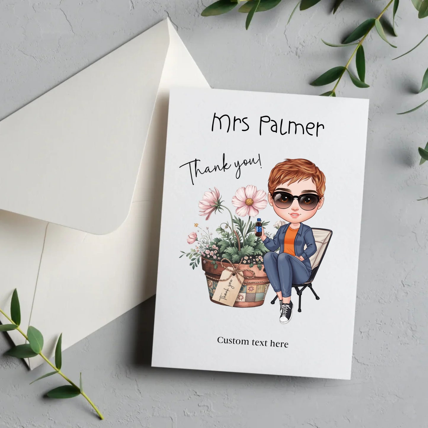 Custom thank you character card