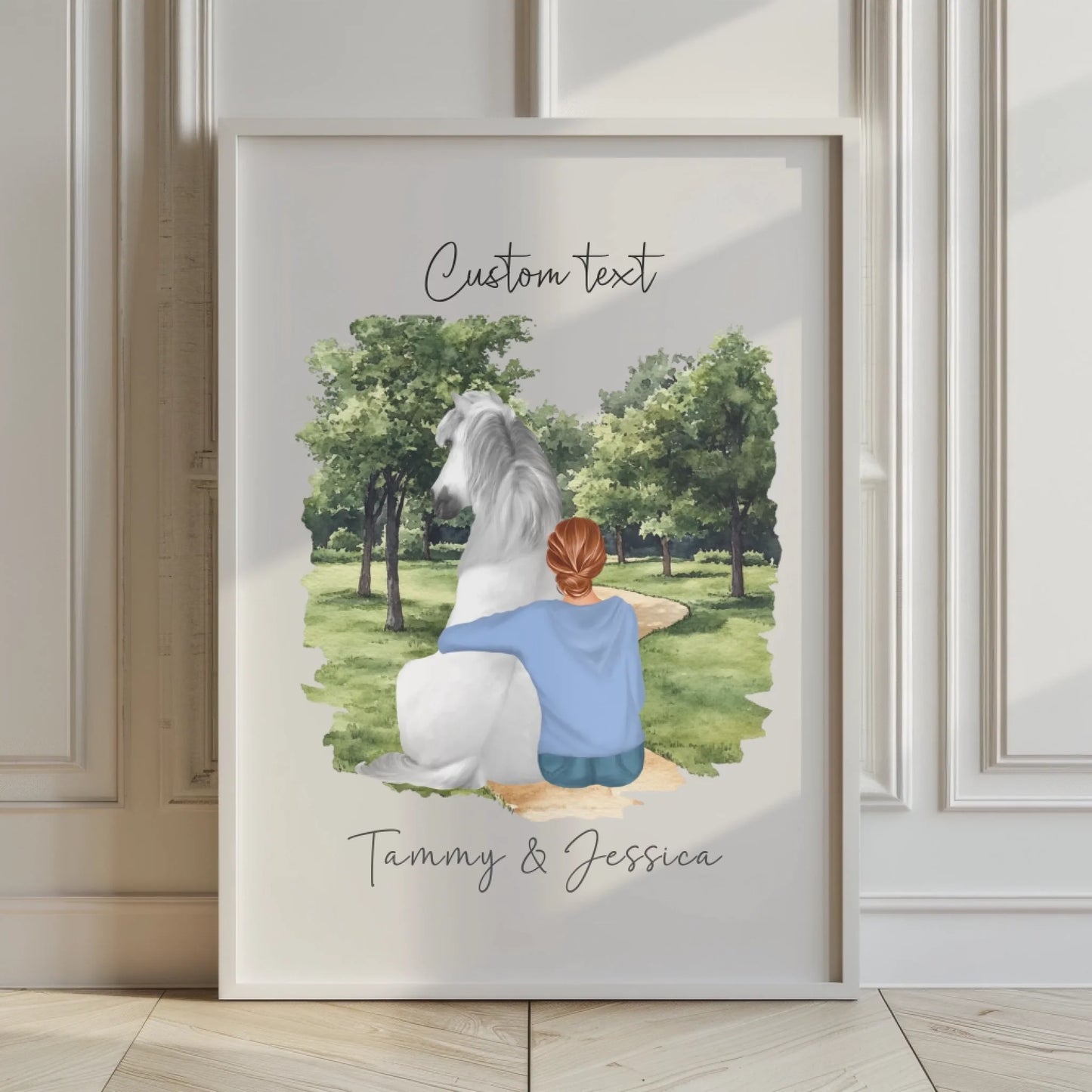 Illustrated woman and horse print – top horse owner gift ideas