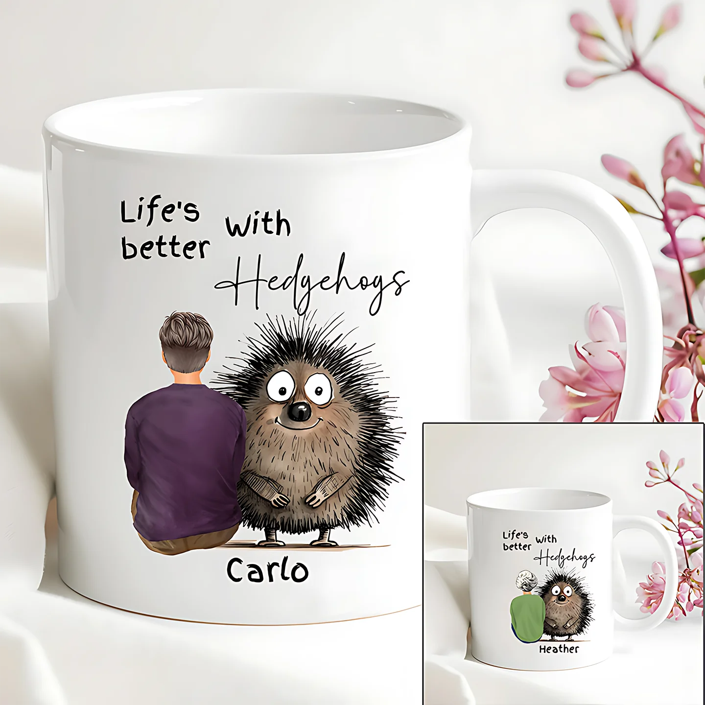 Hedgehodge and boy mug part of the life's better with collection