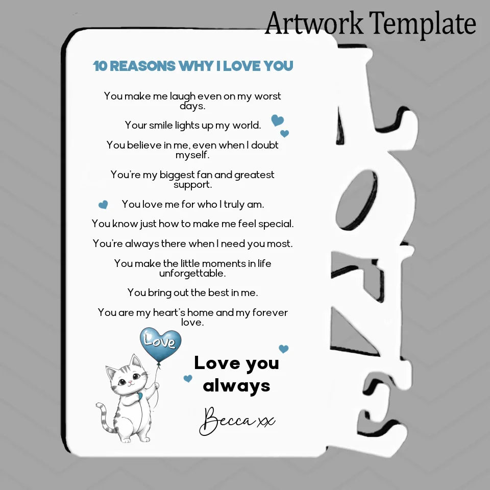 10 reasons why i love you frame template