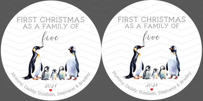 Daddy and me Christmas penguin bauble back and front